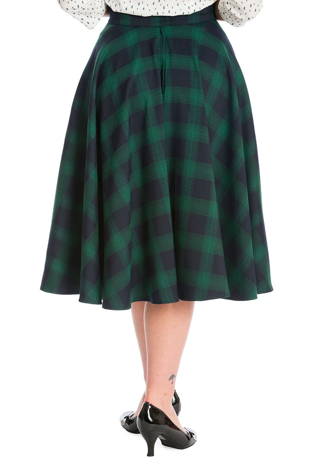 Banned A-Linien-Rock Sweet Check Grün Kariert Retro Vintage Swing Skirt