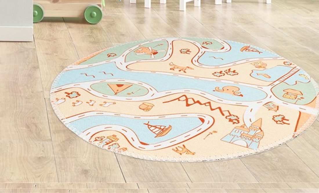 Arte Espina Kinderteppich Bambini 200, rund, Höhe: 5 mm, Fantasievoll bedruckter Kinderteppich, angenehme Haptik