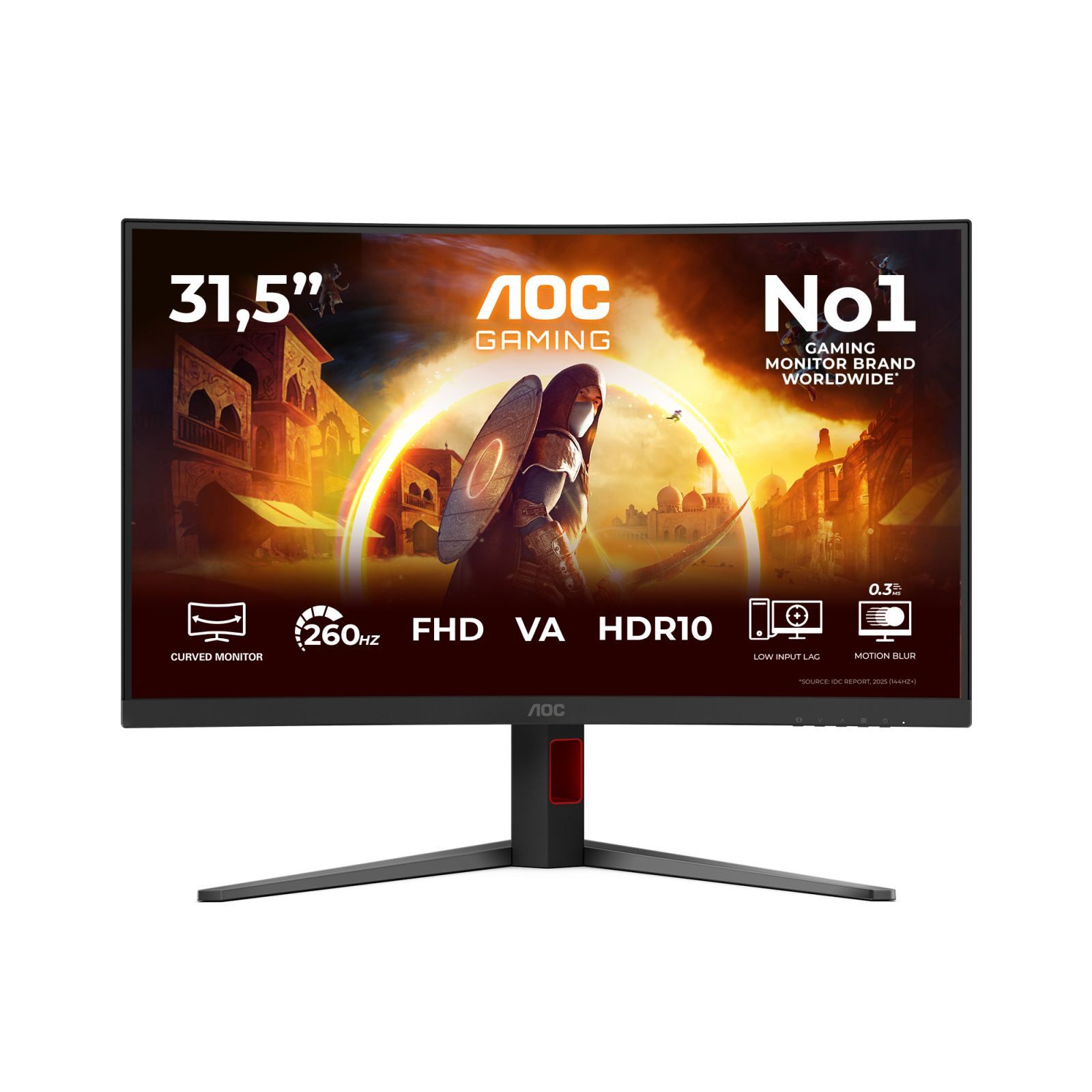 AOC 81,3cm (31,5) C32G4Z 16:09 HDMI+DP+USB Curved Bl/red TFT-Monitor (1920 x 1080 px, Full HD, 4 ms Reaktionszeit, 260 Hz, VA, Curved, Lautsprecher, HDR, Kopfhörerbuchse, Höhenverstellbar)