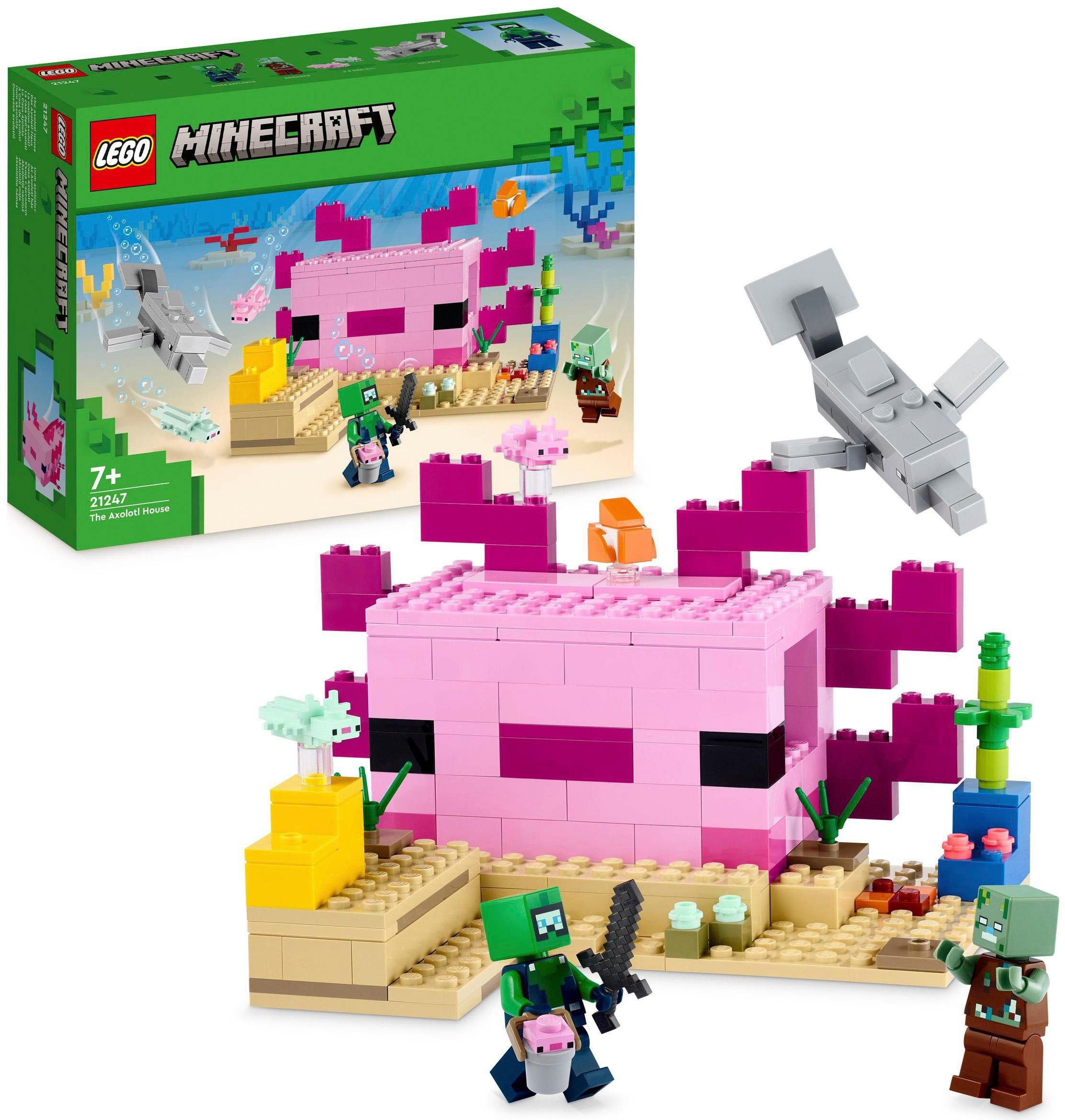 LEGO® Konstruktionsspielsteine Das Axolotl-Haus Made LEGO® in Europe (242 St), Minecraft, (21247)