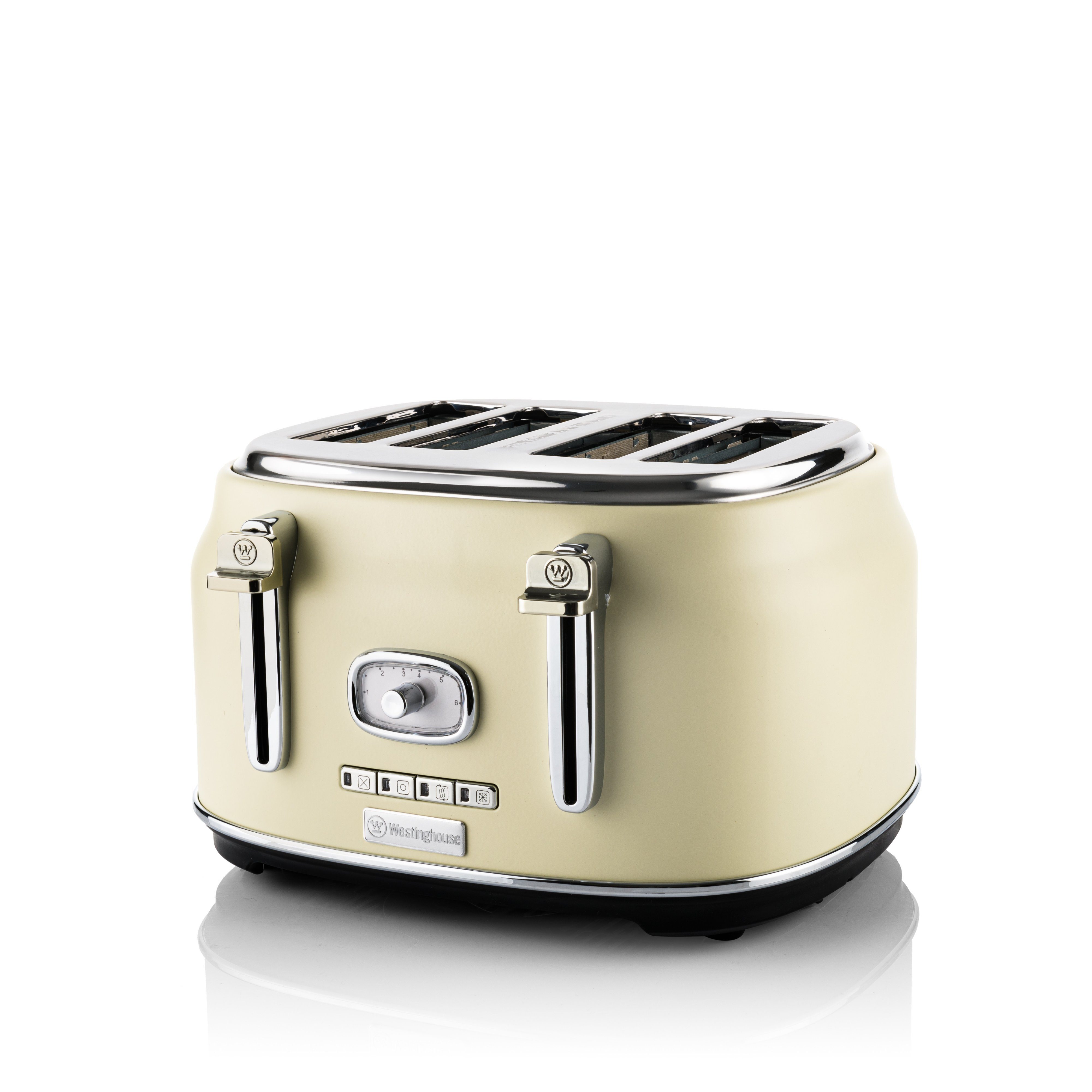 Westinghouse Toaster WKTTB809,Krümelschublade 6 Stufen, 4 kurze Schlitze, für 4 Scheiben, 1750 W, Auftau-, Aufwärm-Funktion, Überhitzungsschutz