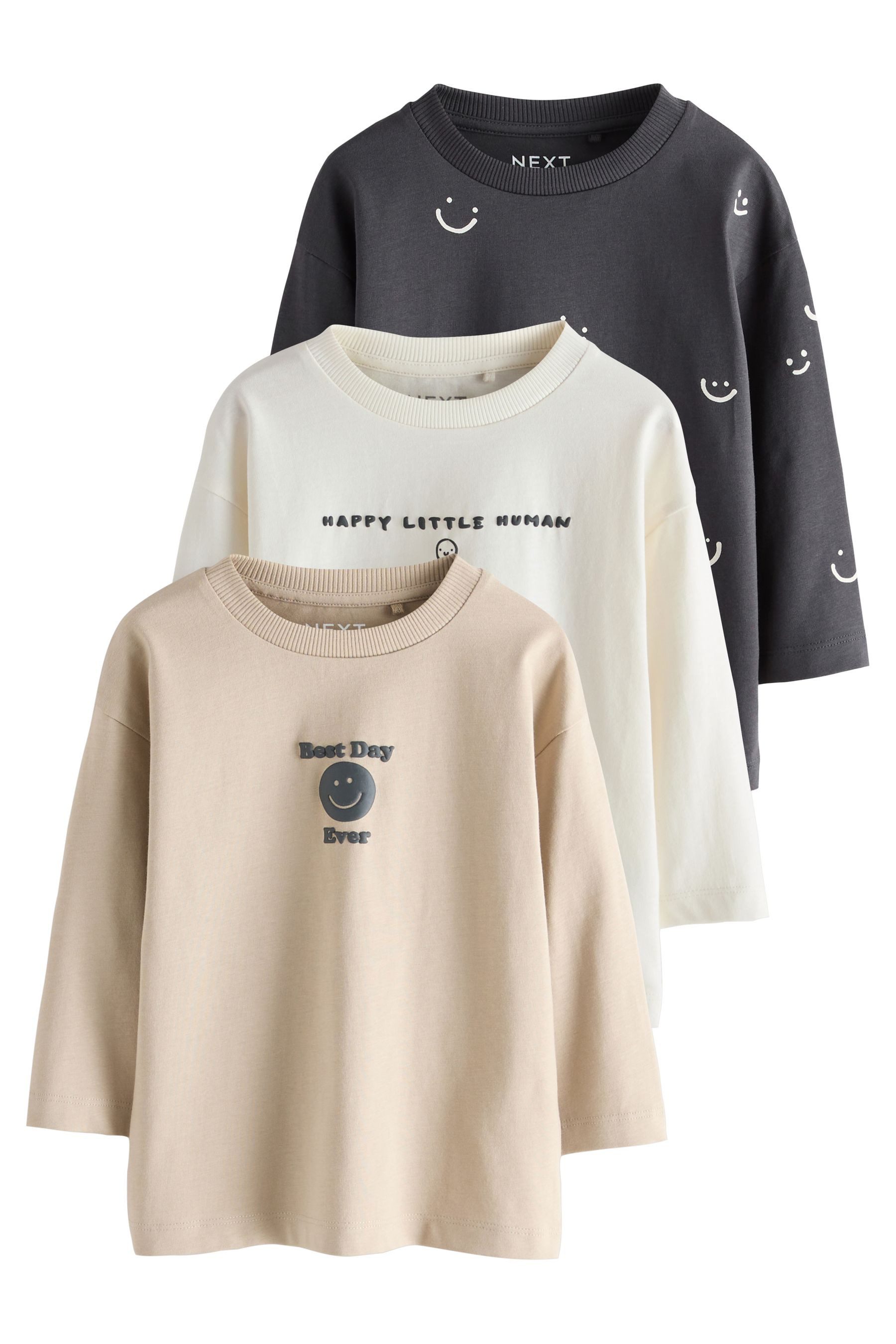 Langarmshirt 3er-Pack Langarmshirts mit Grafik