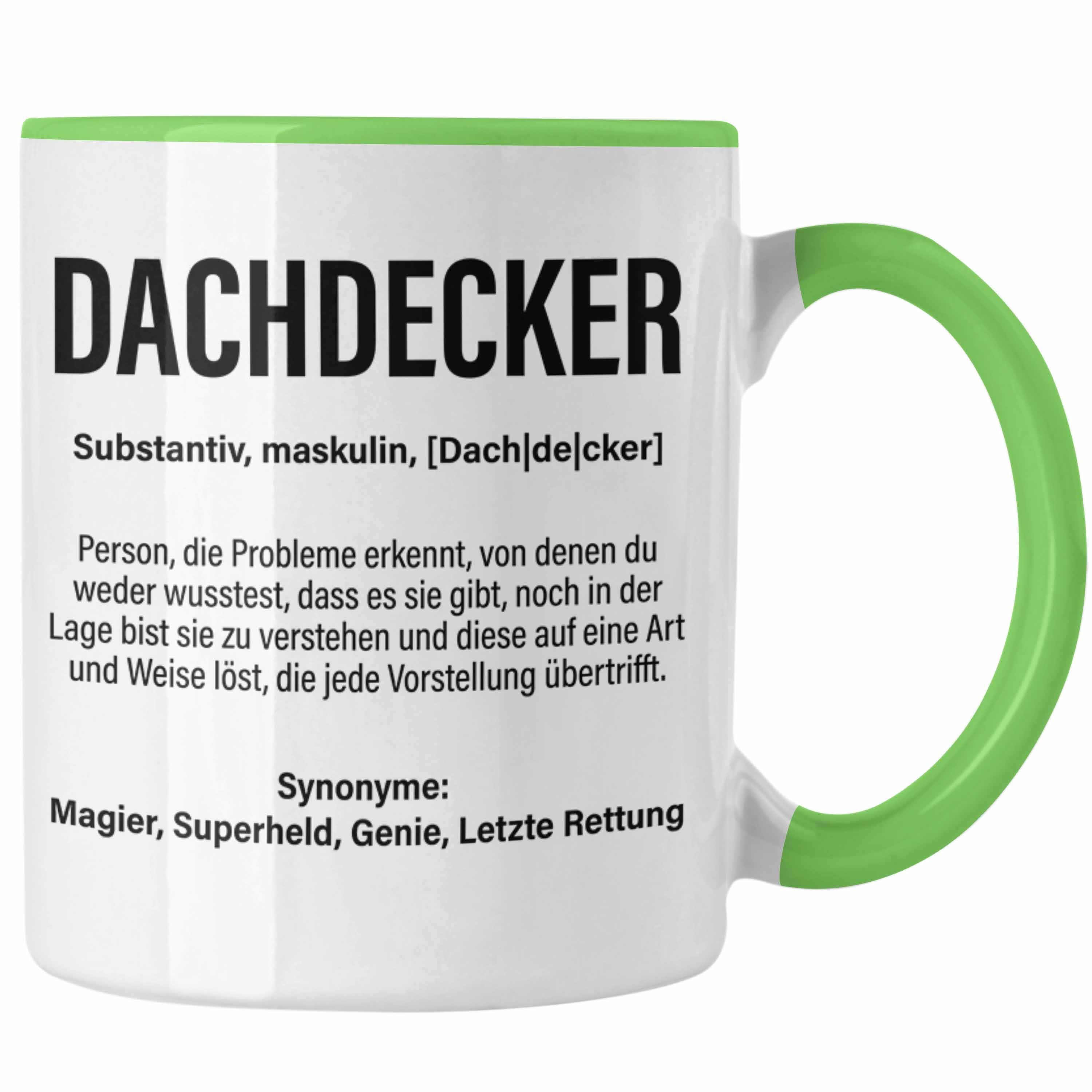 Trendation Tasse Trendation Dachdecker-Meister - Zubehör Männer Geschenk Geschenkidee Grün Dachdecker Lustig Kaffeetasse Mann Tasse