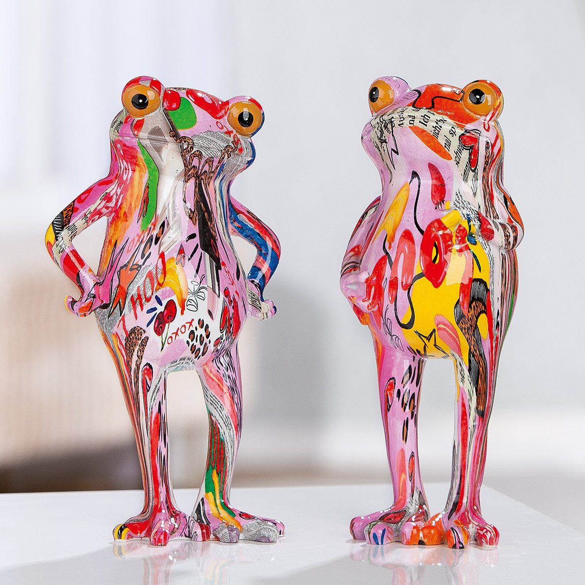 MF Skulptur Frosch Figuren Set Liora bunte Deko 20 cm (2 St)