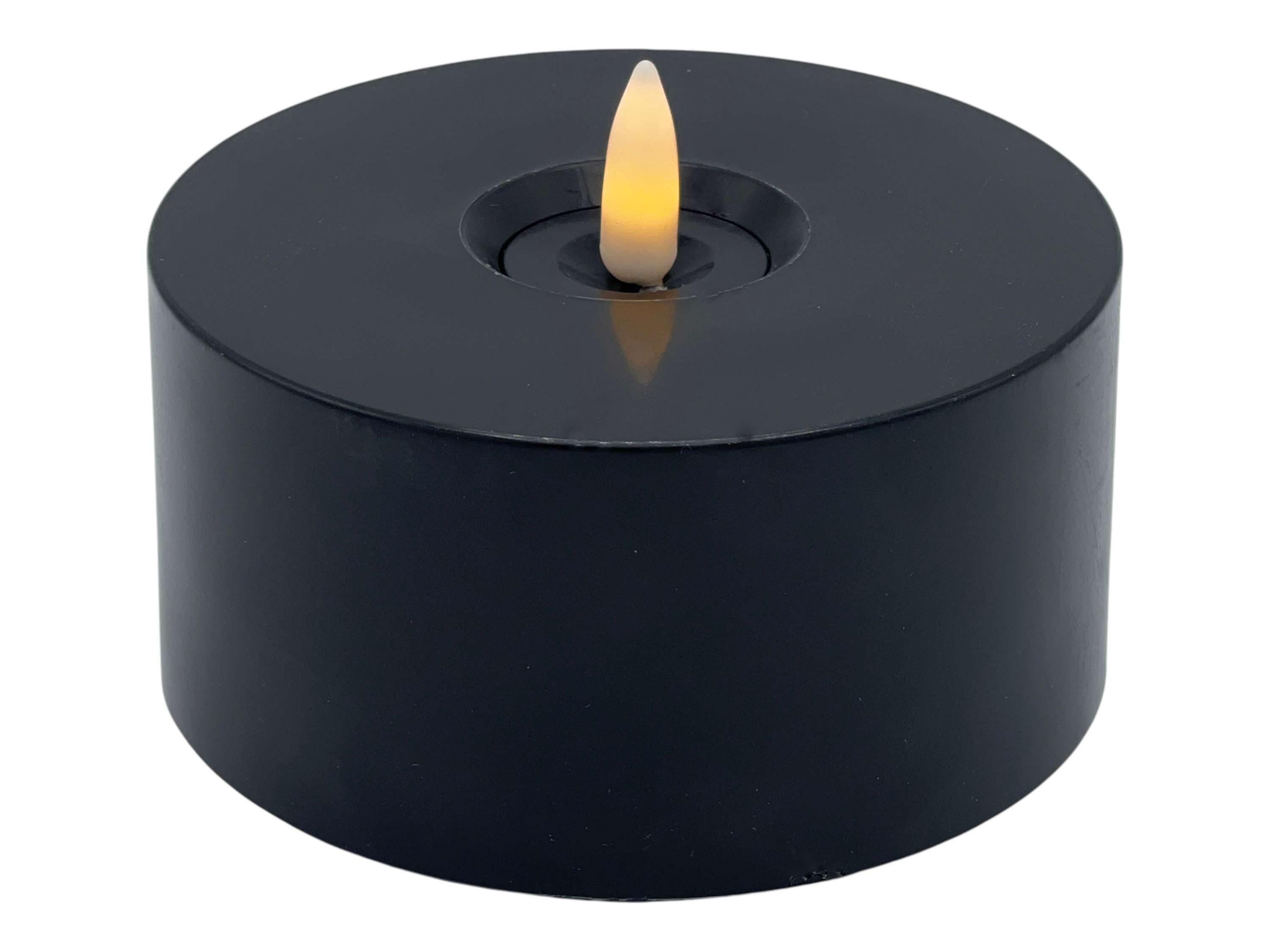 Countryfield LED-Kerze (1-tlg), Teelicht outdoor XXL schwarz 3D-Flamme 6/18h Timer
