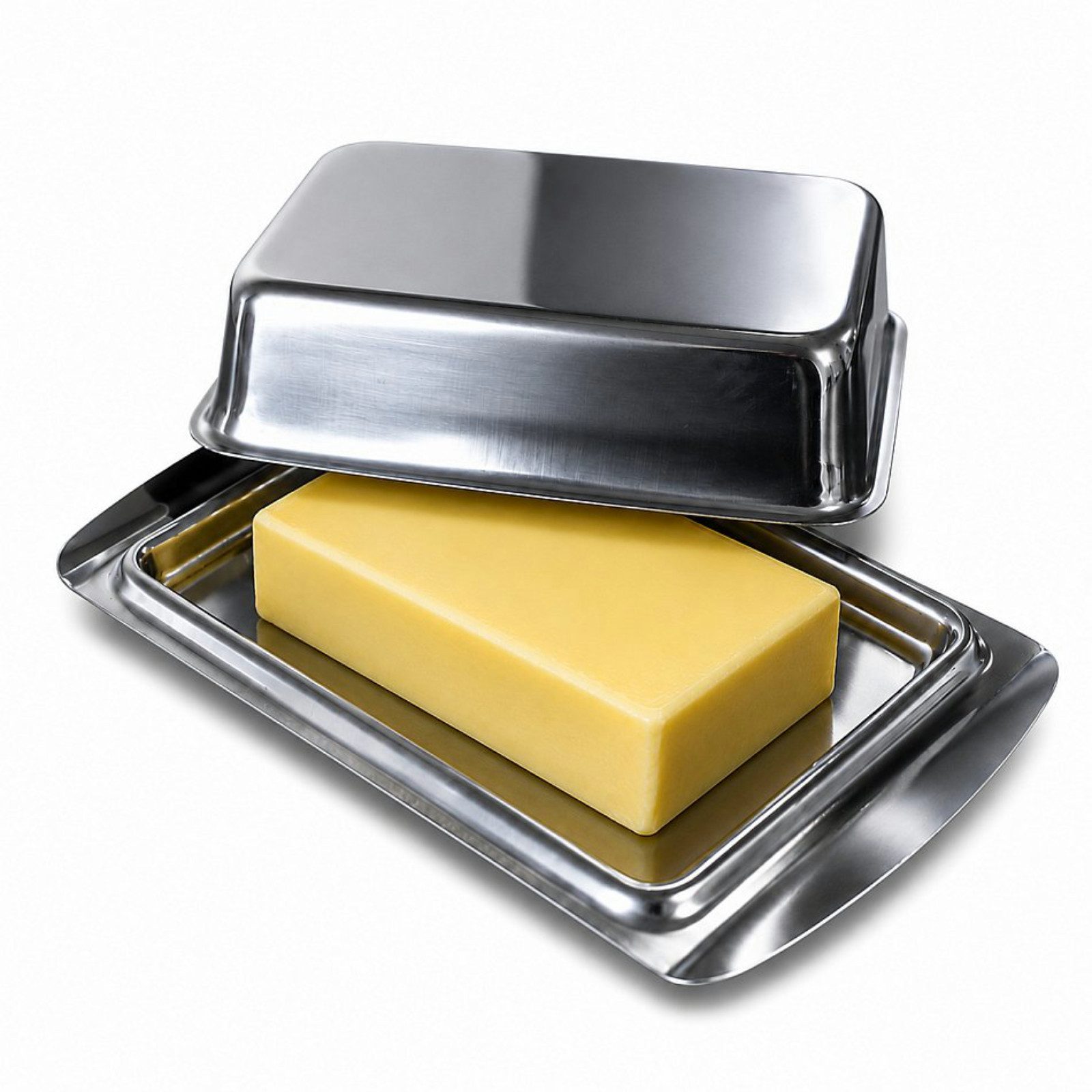 Koopman Butterdose Edelstahl 250 Gramm, Edelstahl, (Stück, 1-tlg., 1 Dose), Für 250g Butter, Spülmaschinengeeignet, 2 teilig, silberfarbend – Bild 4 von 5
