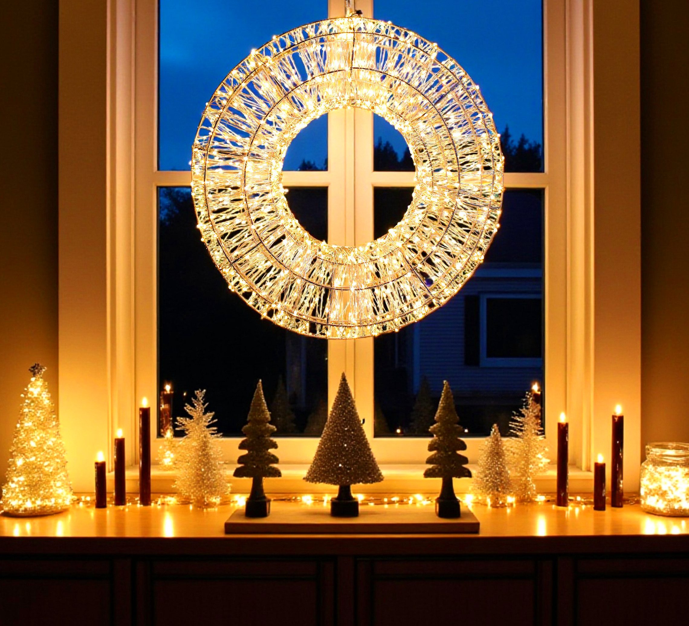 Arnusa LED Dekolicht Leuchtkranz 800 LED 50cm Lichterkranz Weihnachtsbeleuchtung mit Timer, Ein- Aus, LED fest integriert, warmweiß, Kranz für Innen und Außen m – Bild 4 von 5
