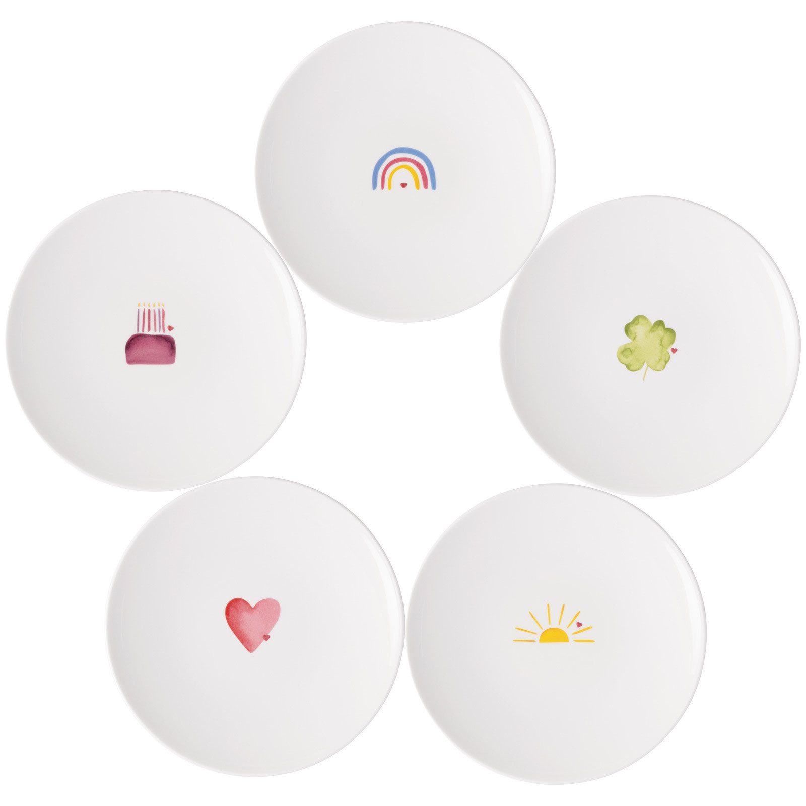Villeroy & Boch Frühstücksteller With Love Frühstücksteller ø 21,2 cm 5er Set, (5 St)