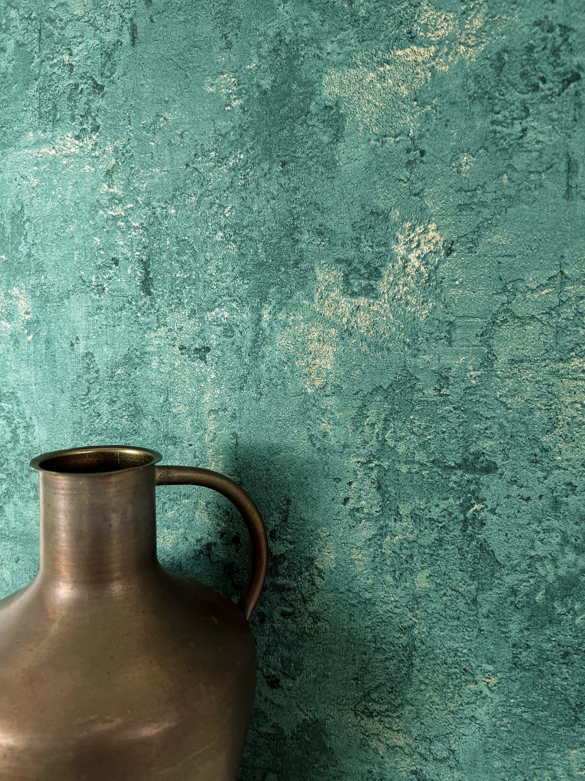 Newroom Vliestapete Home & Living Betonoptik, Petrol Tapete Modern Putz - G günstig online kaufen