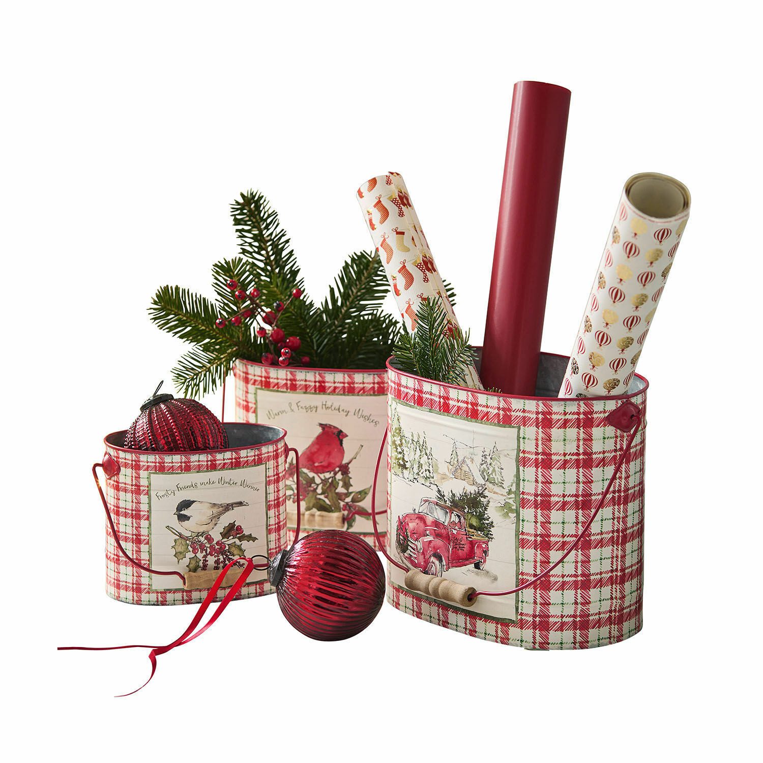 Mirabeau Geschenkband Übertopf 3er Set Fuzzy rot