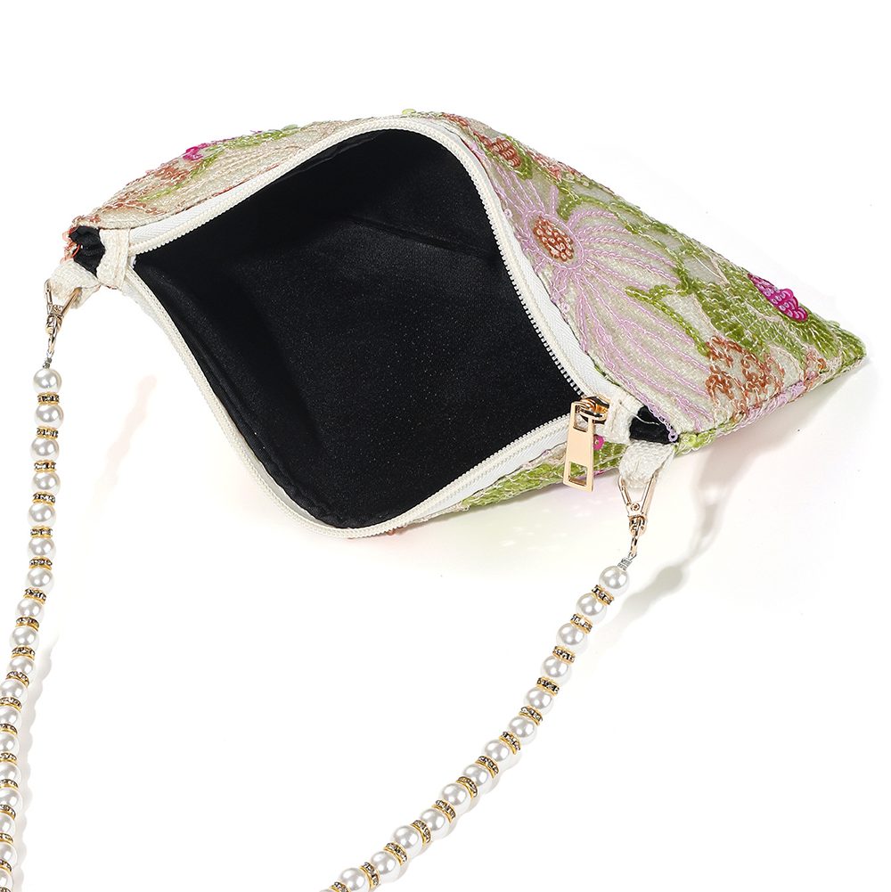 Zaewry Abendtasche Elegante Abendtasche mit Pailletten-Blumenstickerei, Damen Handtasche mit abnehmbarer Kette für Hochzeit, Party & Alltag – Bild 3 von 3