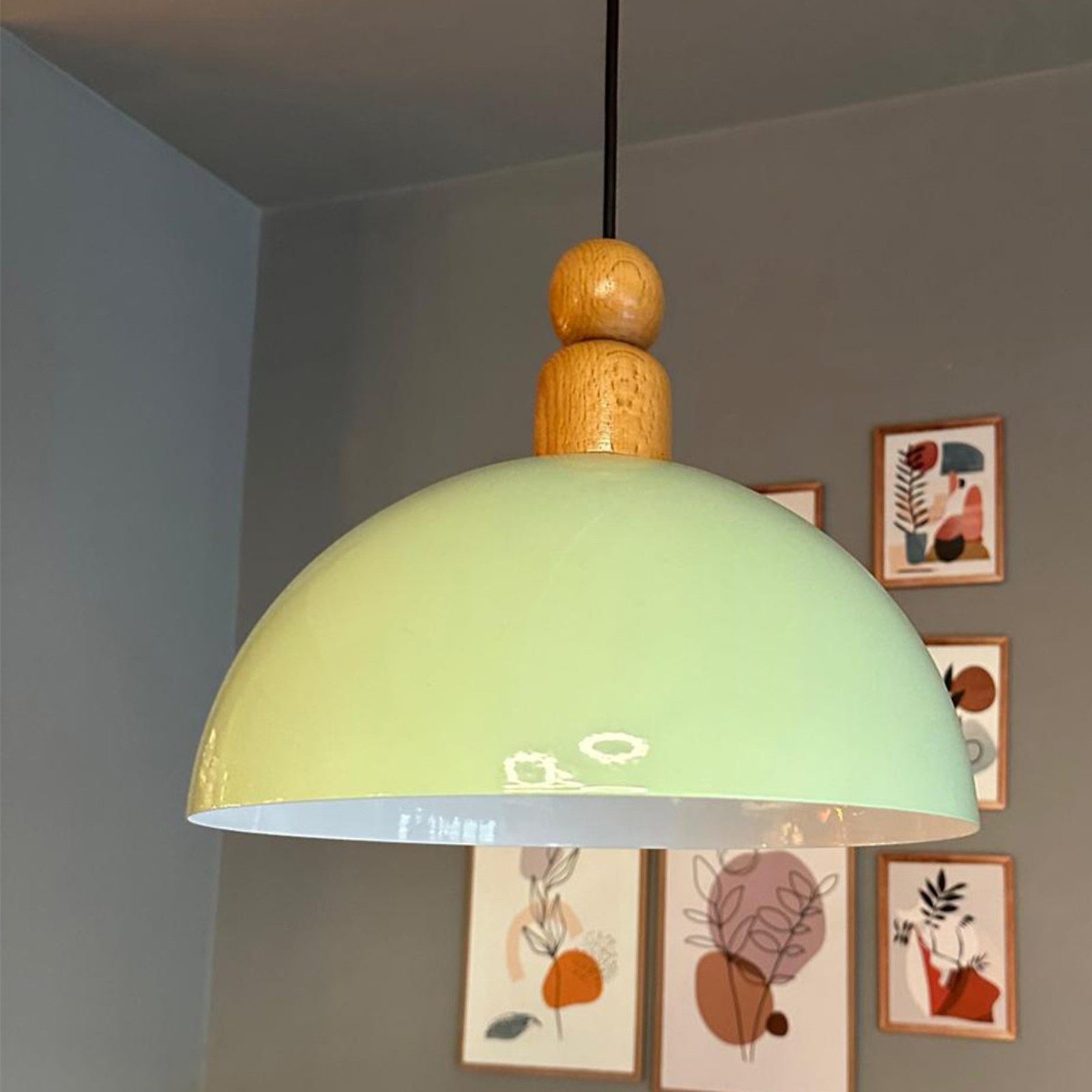 Bamyum Pendelleuchte Pendelleuchte Yimpi Wulst Holz Metall Ø30cm, Modern Hängelampe, ohne Leuchtmittel