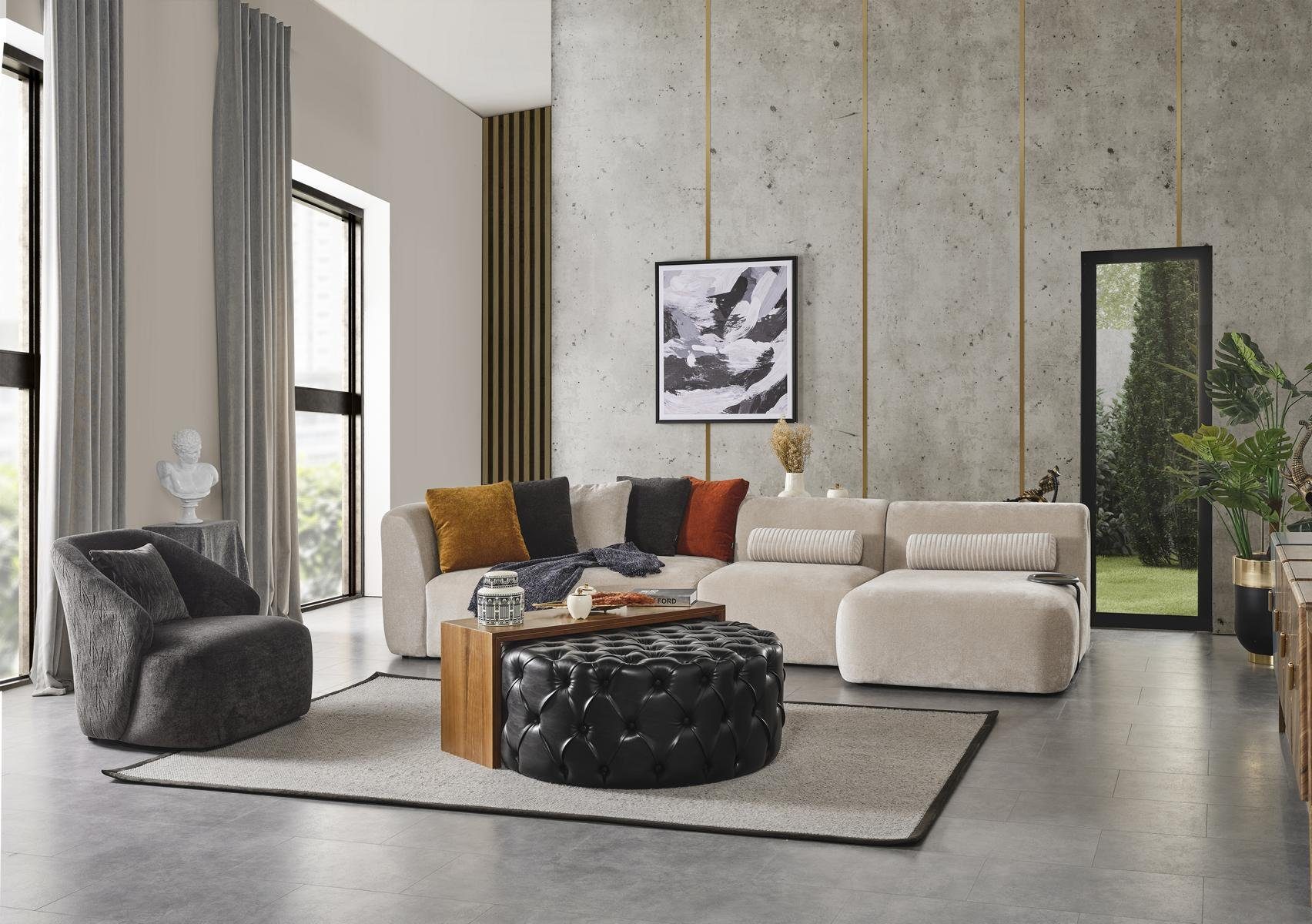 JVmoebel Couchtisch Wohnzimmer Hocker Set (2-St) Luxus Möbel 2tlg Modern Couchtisch Design