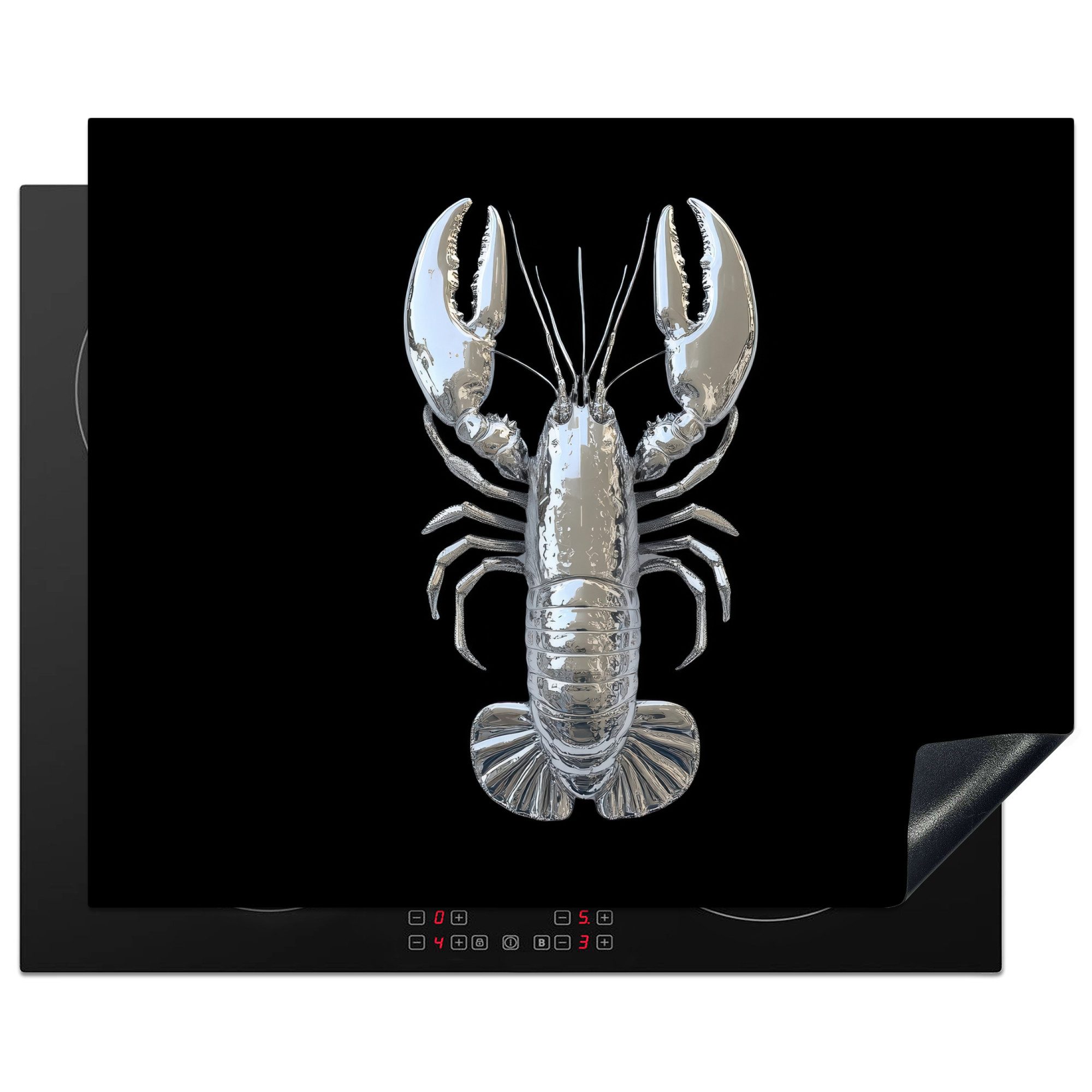 MuchoWow Herd-Abdeckplatte Hummer - Silber - Metallisch - Luxus, Vinyl, (1 tlg), Abdeckung Induktionskochfeld Schutzmatte, Küche Deko, 65x52 cm