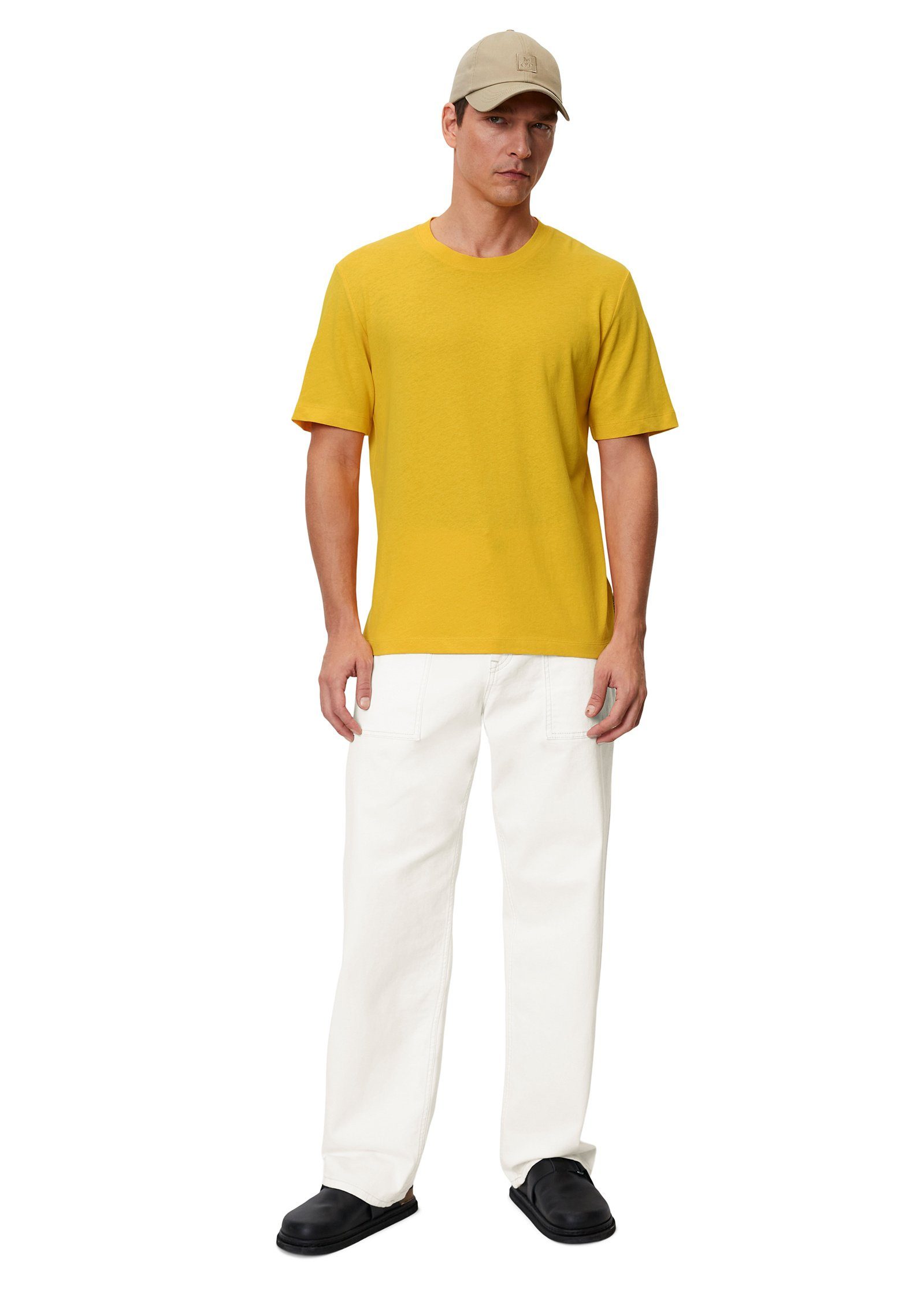 O'Polo T-Shirt Bio-Baumwolle-Leinen-Mix gelb Marc aus