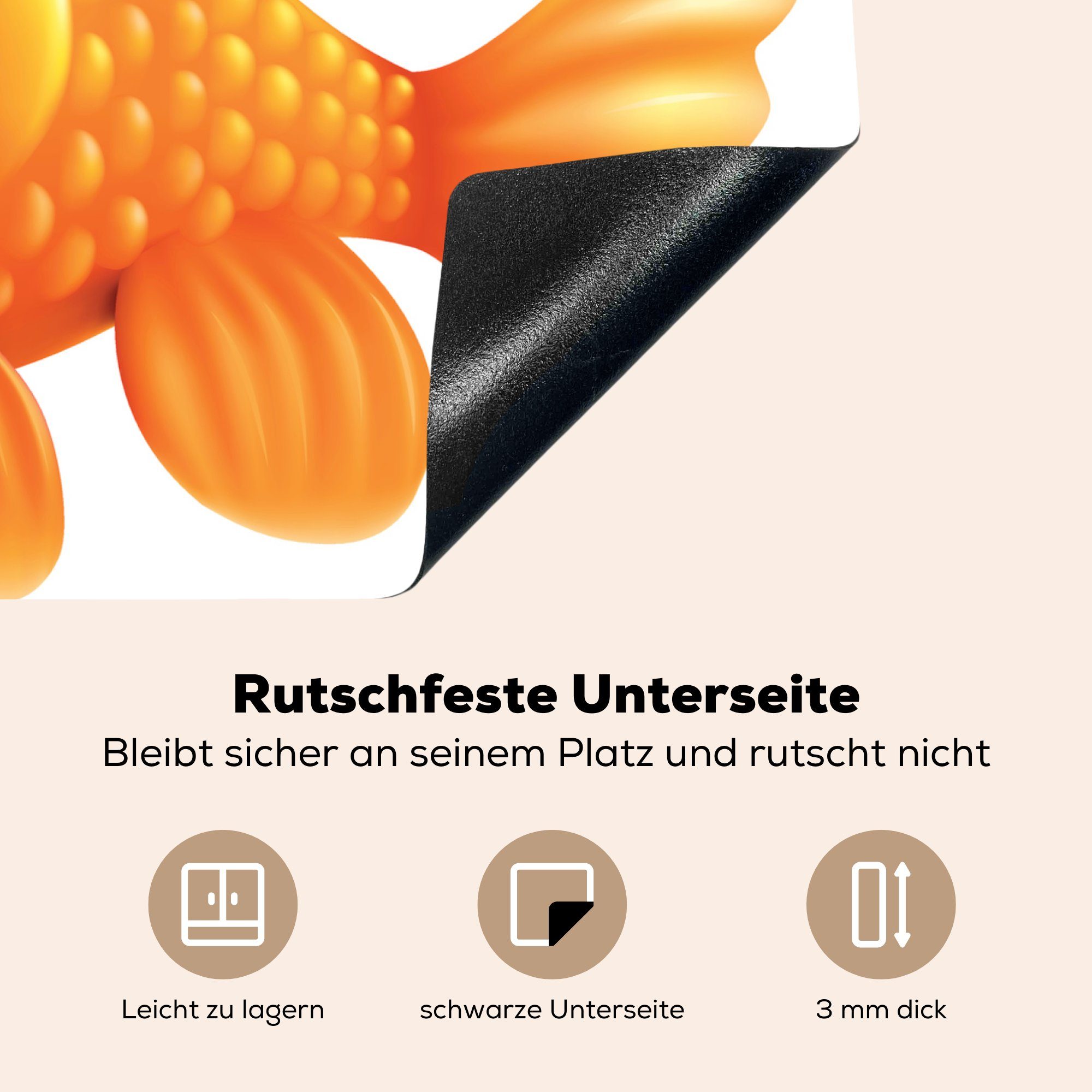 Vinyl, 60x52 Ceranfeldabdeckung MuchoWow cm, Arbeitsfläche Eine Illustration (1 Herdblende-/Abdeckplatte Goldfisches, Mobile nutzbar, eines tlg), lächelnden