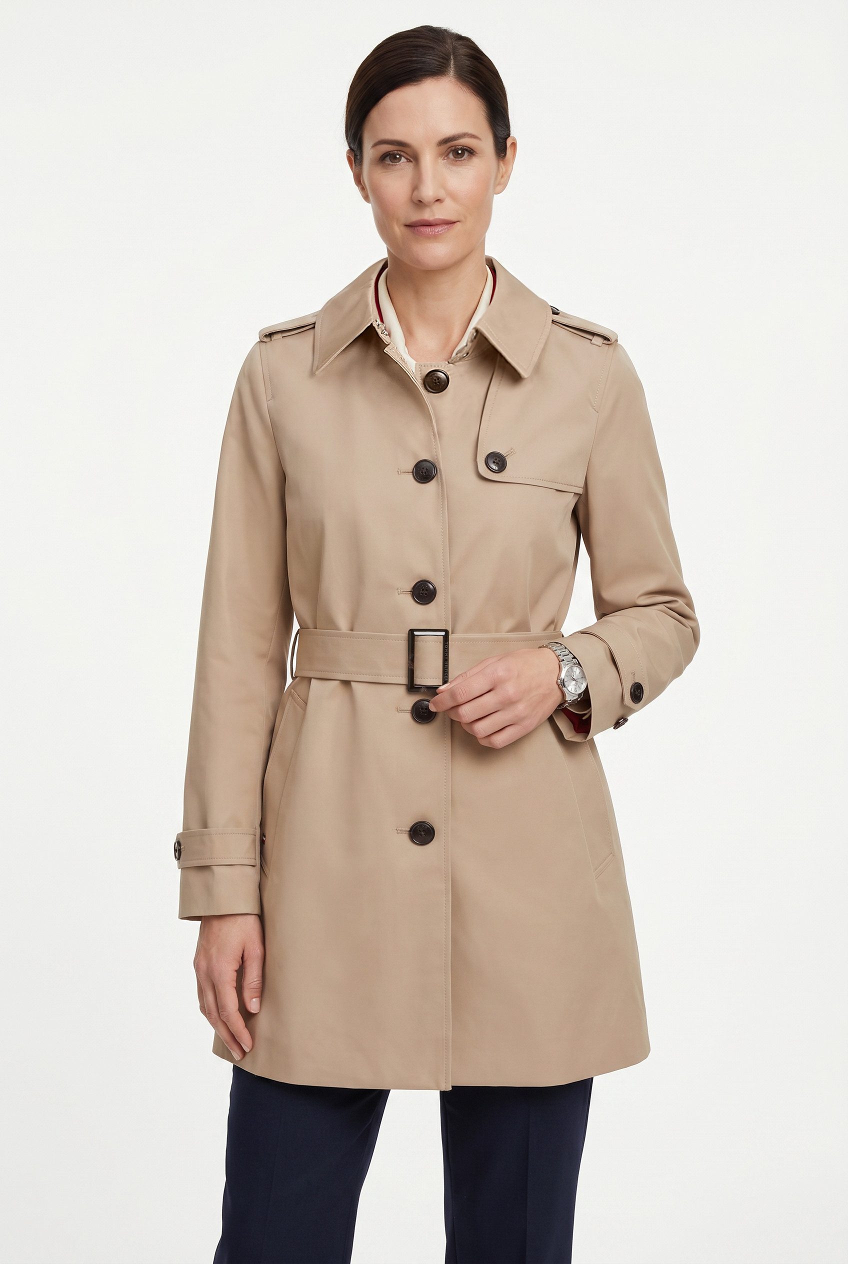 Tommy Hilfiger Langjacke HERITAGE SINGLE BREASTED TRENCH mit den typischen Trenchcoat-Details