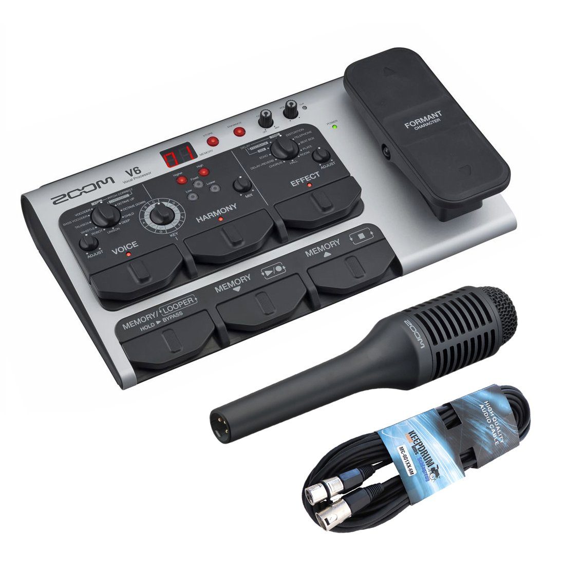 Zoom V6-SP Effektgerät mit SGV-6 Mikrofon mit Kabel Digitales Aufnahmegerät