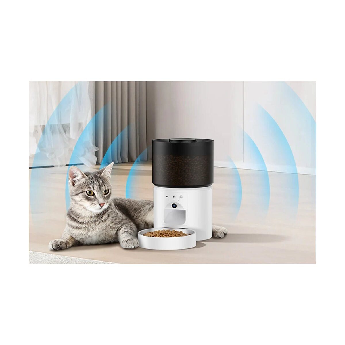 ROJECO Futterspender Rojeco 3L Futterspender mit Kamera Weiß