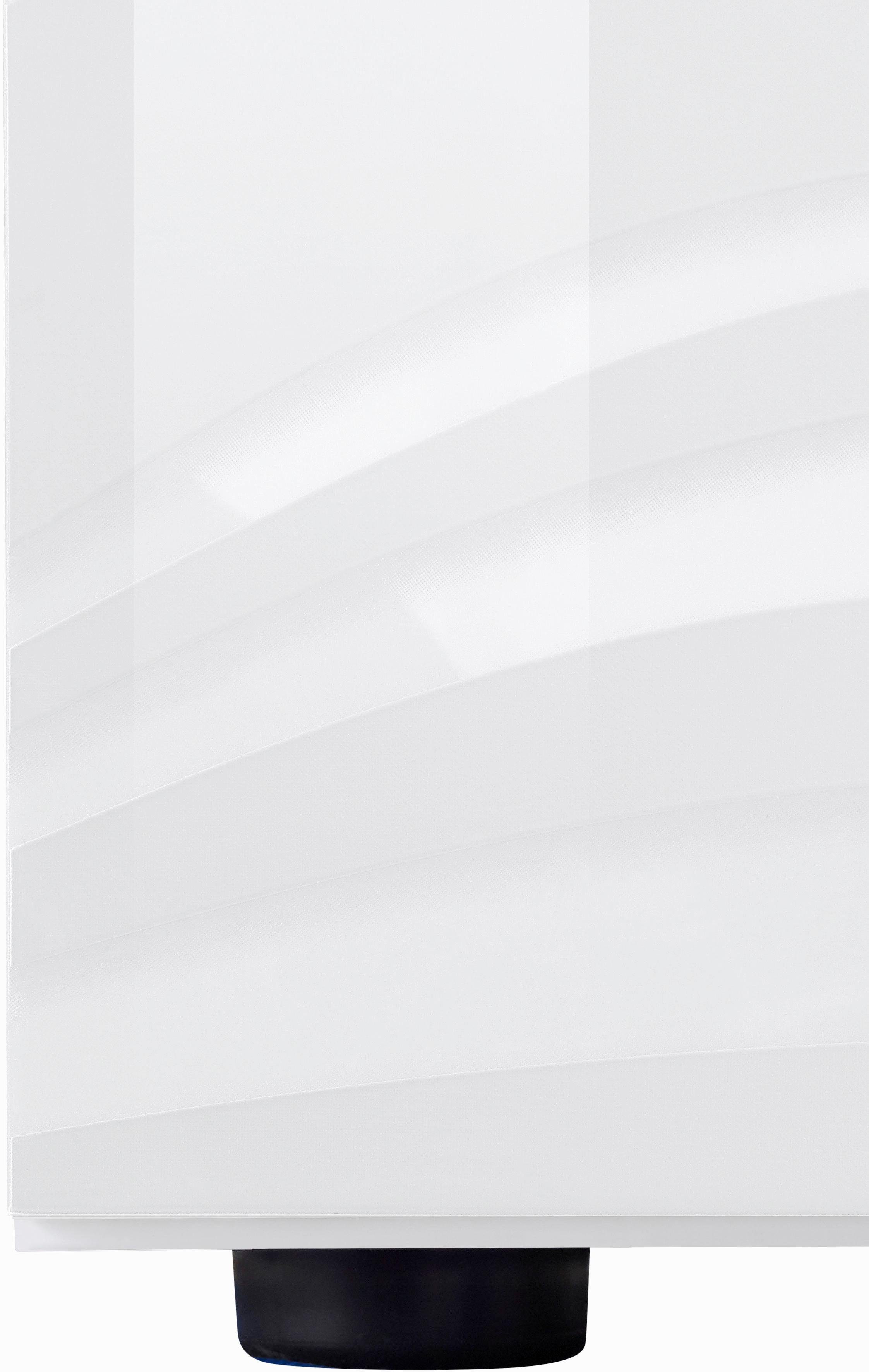Miro Weiß mit cm Lack dekorativem mit Höhe Stauraumvitrine, Siebdruck 166 Stauraumvitrine Hochglanz LC Siebdruck