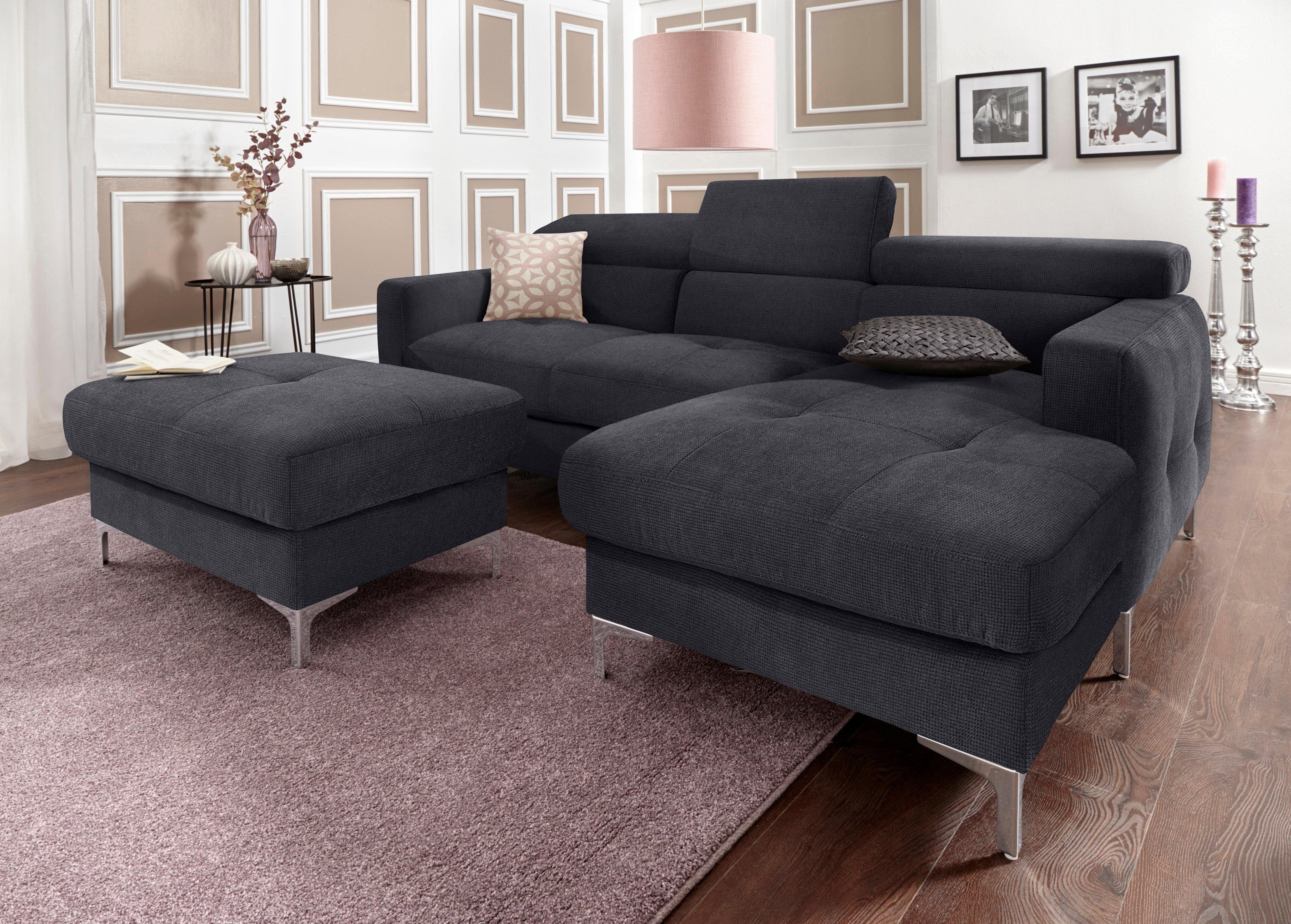 COTTA Polstergarnitur Sammy L-Form, (Set), Set bestehend aus: Ecksofa mit Kopfteilverstellung & Hocker