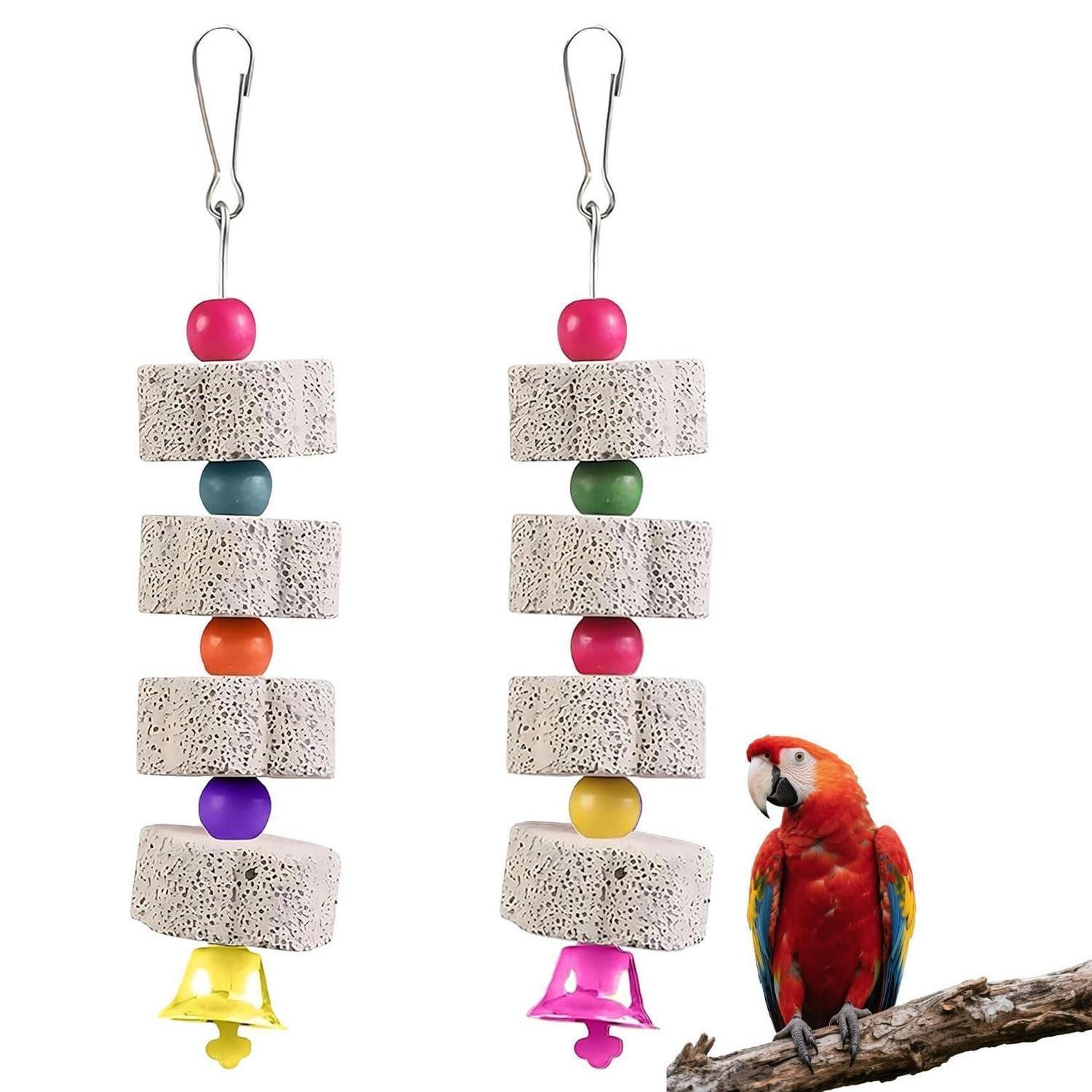 LuxusKollektion Vogelspielplatz Vogel Kauspielzeug mit Glocke & Mineralstein