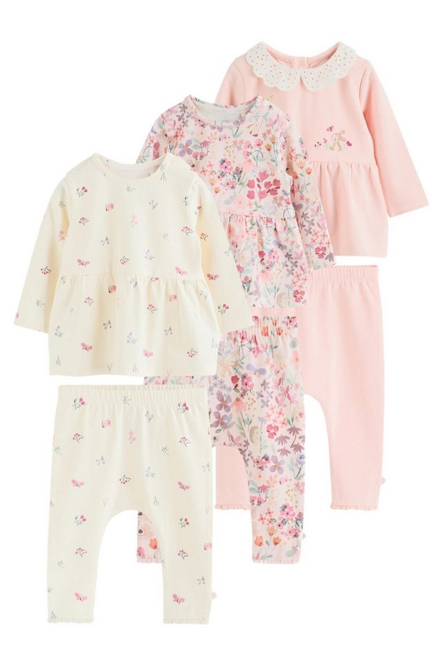 Next Langarmshirt & Leggings 6er-Set Baby Langarmshirt, T-Shirt und Leggings (6-tlg)
