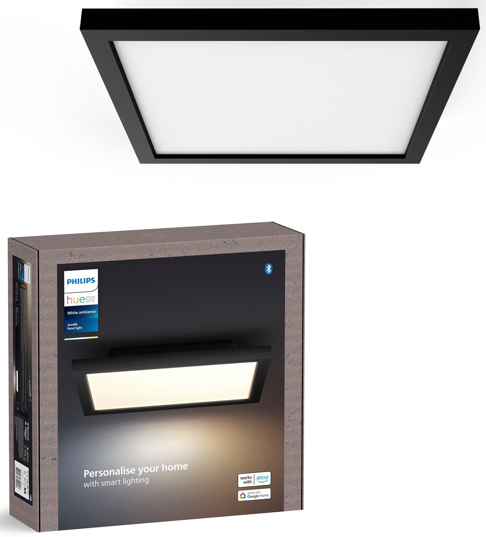 Philips Hue LED Panel White Ambiance Aurelle Panel, Abschaltautomatik, Bluetooth, CCT - über Fernbedienung, Dimmfunktion, Farbsteuerung, Leuchtdauer einstellbar, Memoryfunktion, Nachtlichtfunktion, Smart Home, Timerfunktion, dimmbar über Fernbedienung, erweiterbar, mehrere Helligkeitsstufen, LED fest integriert, warmweiß - kaltweiß