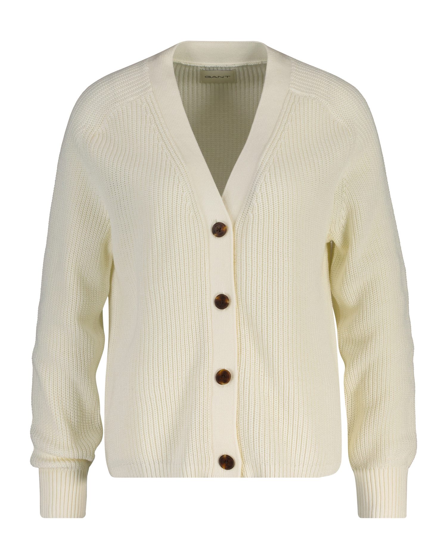 Gant Cardigan RIBBED KNIT COTTON Regular fit mit V-Ausschnitt