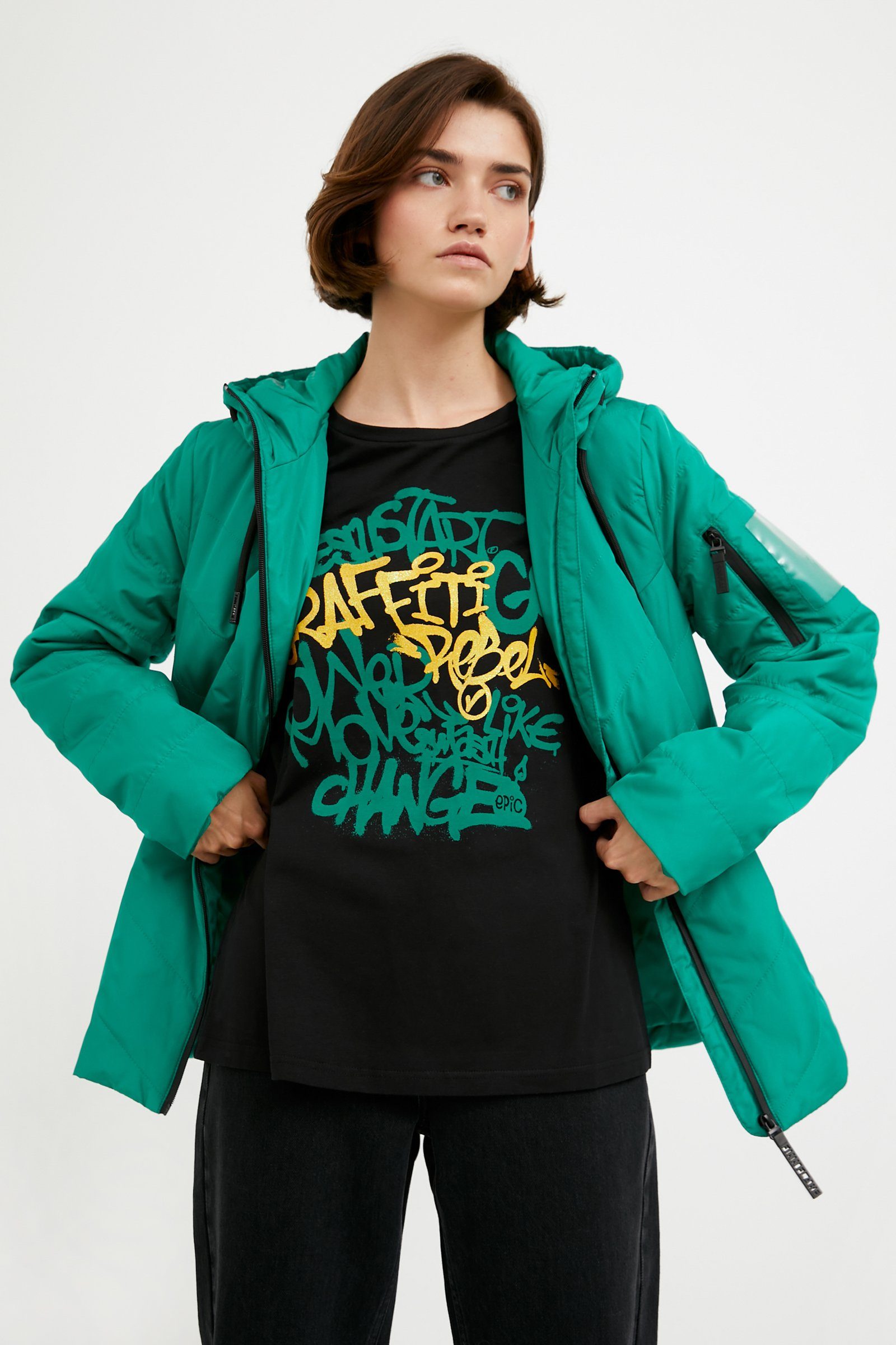 Finn Flare Outdoorjacke Winddicht mit diagonalem Steppmuster