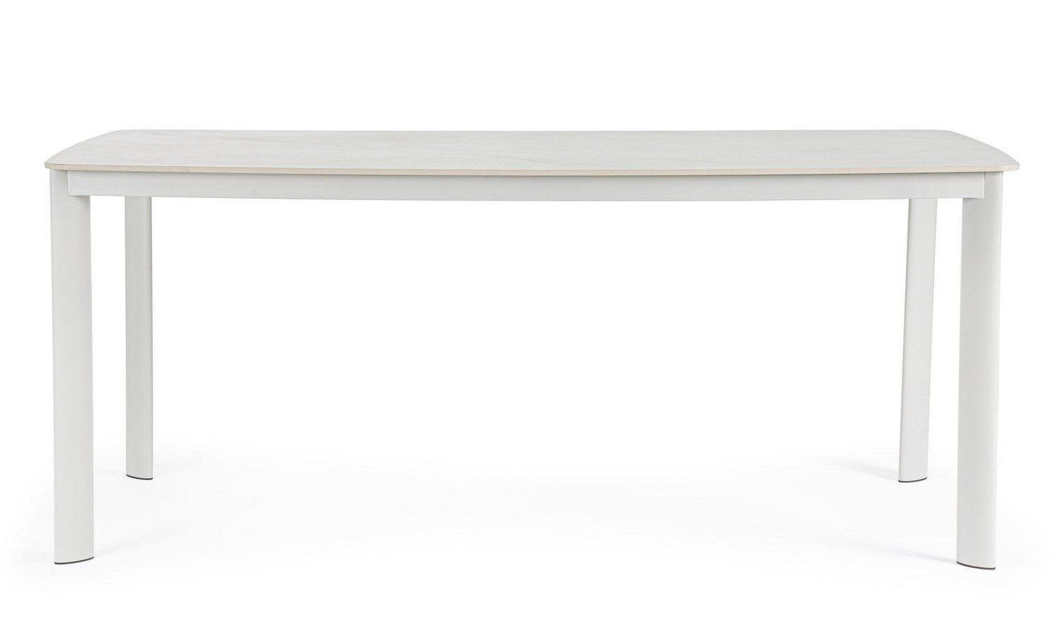 Natur24 Gartentisch Alorca Tisch 90 x 75 x 180 cm Gesintertem Stein Aluminium Weiß