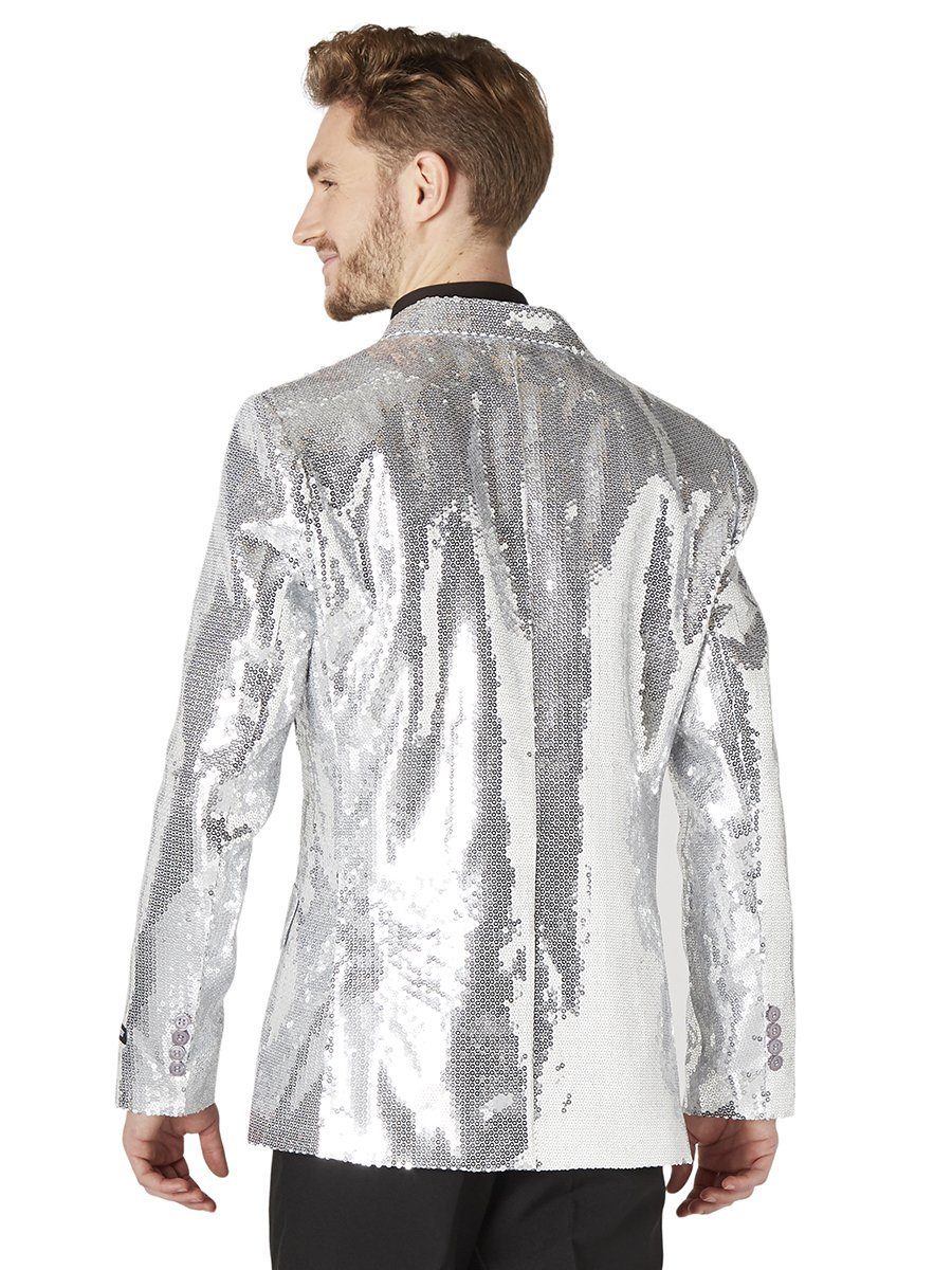 SuitMeister Kostüm SuitMeister Glitzerjacke silber, Eine silberne Discokuge günstig online kaufen