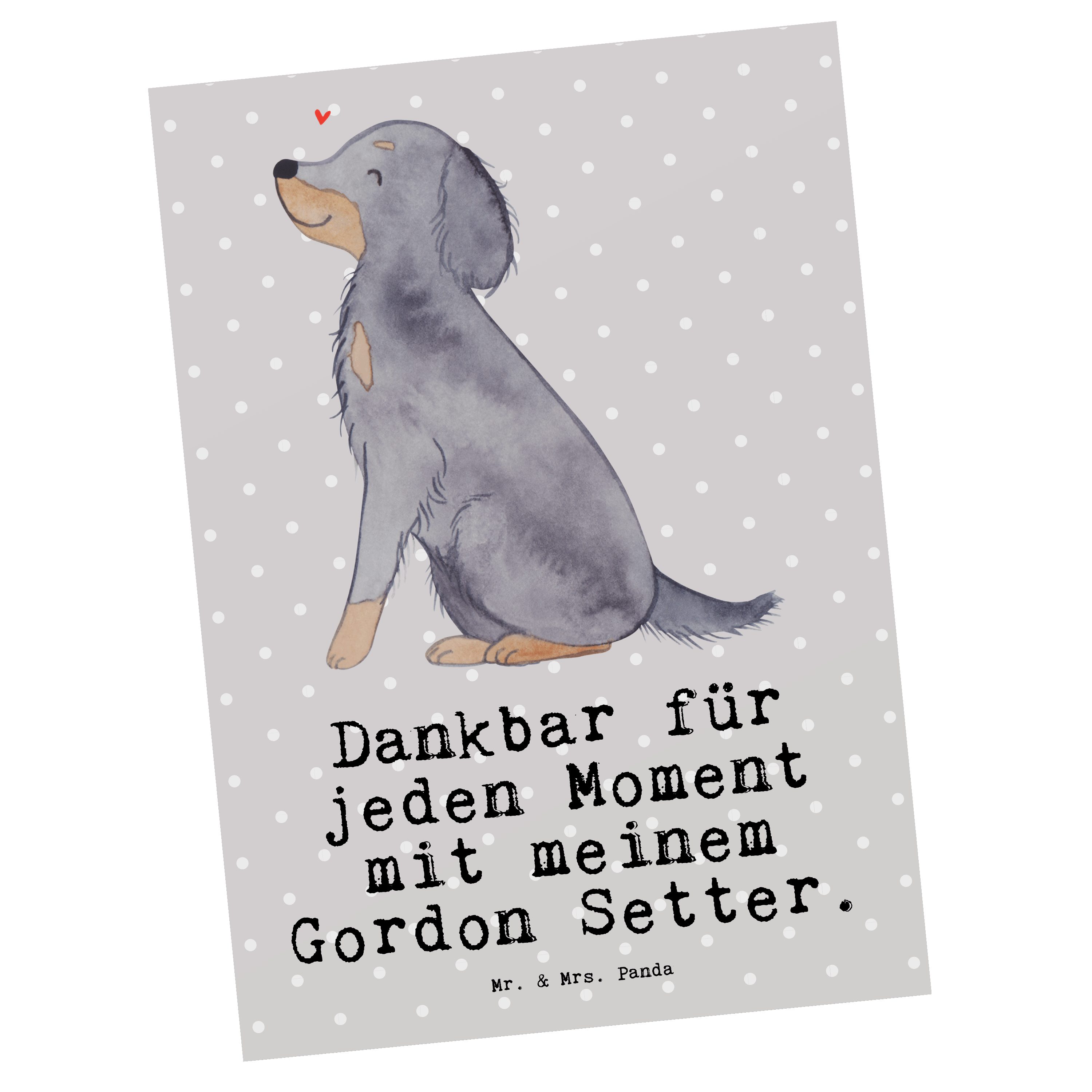 Grau Postkarte Geschenk, Pastell Setter Hundebesitzer, Gordon - Mr. & Moment - Mrs. Panda Gordon