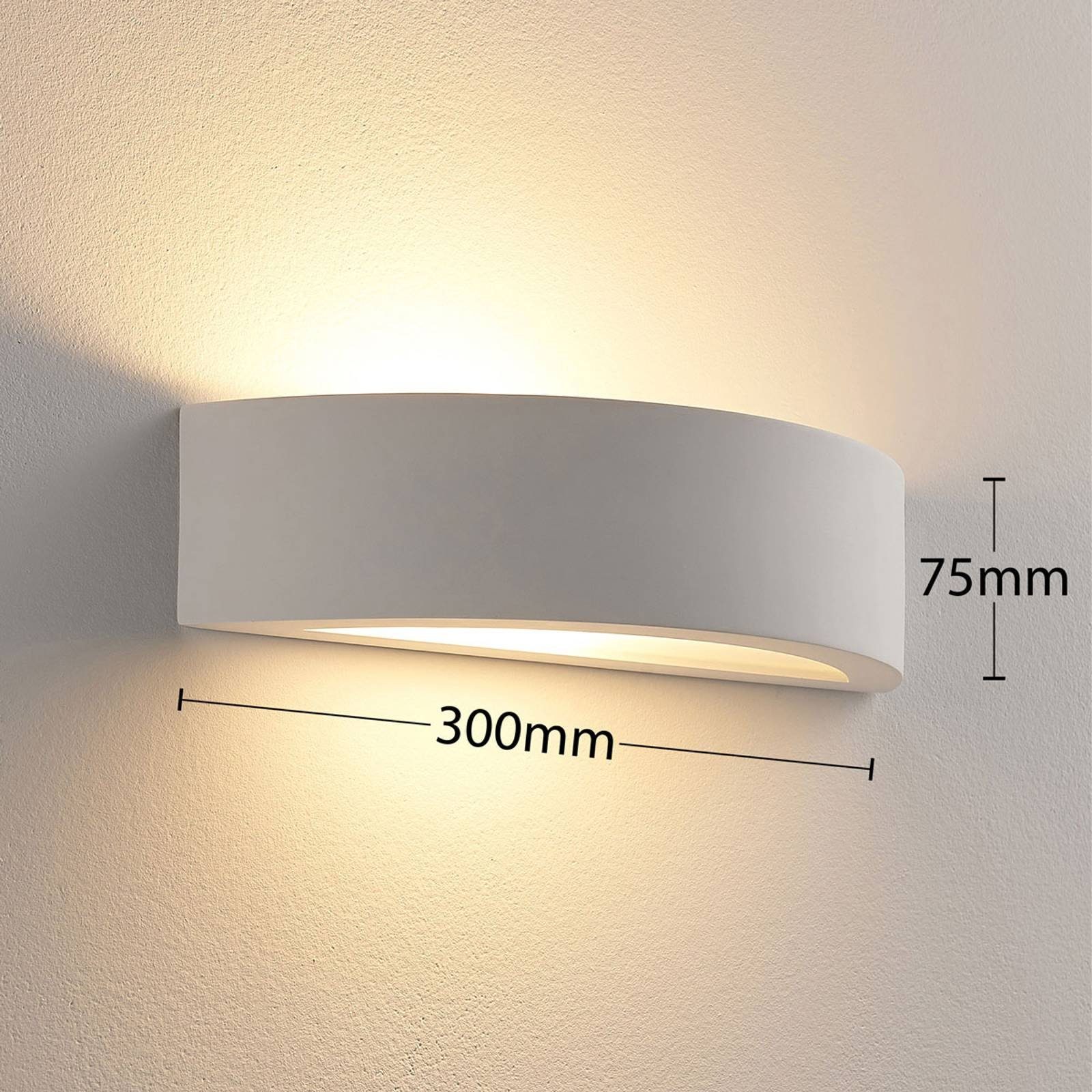 Lindby Wandleuchte Aurel, Gips Weiß IP20, 1 x 5 W LED