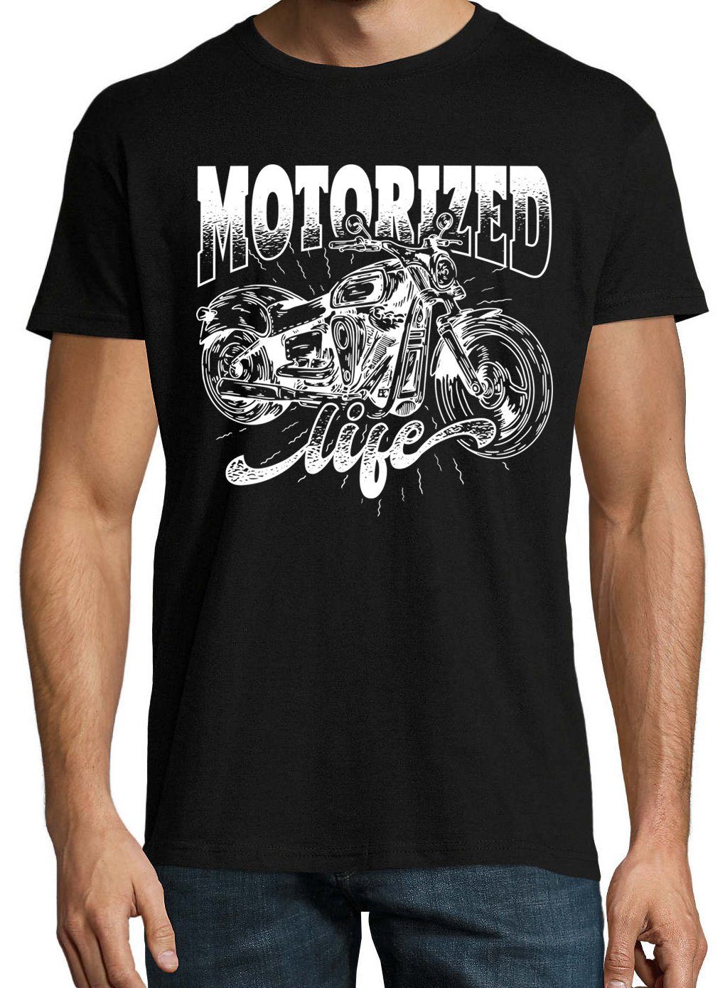 Schwarz Youth Spruch life lustigem Motorized Designz Shirt T-Shirt Herren mit