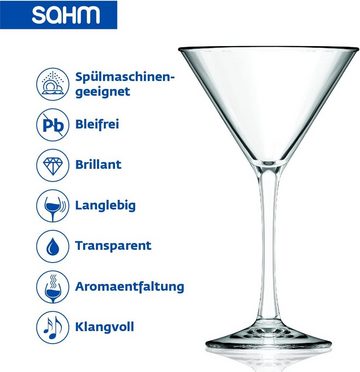 SAHM Martiniglas Martini Gläser 6er Set - 225ml Martini Glas, Cocktailgläser