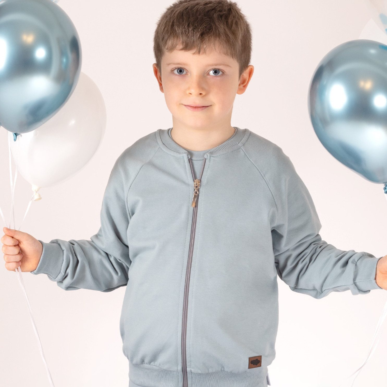 Bamar Nicol Sweatjacke Baby Kind Sweatjacke - Grau-Blau, Freizeitjacke, Bomberjacke (1-tlg)