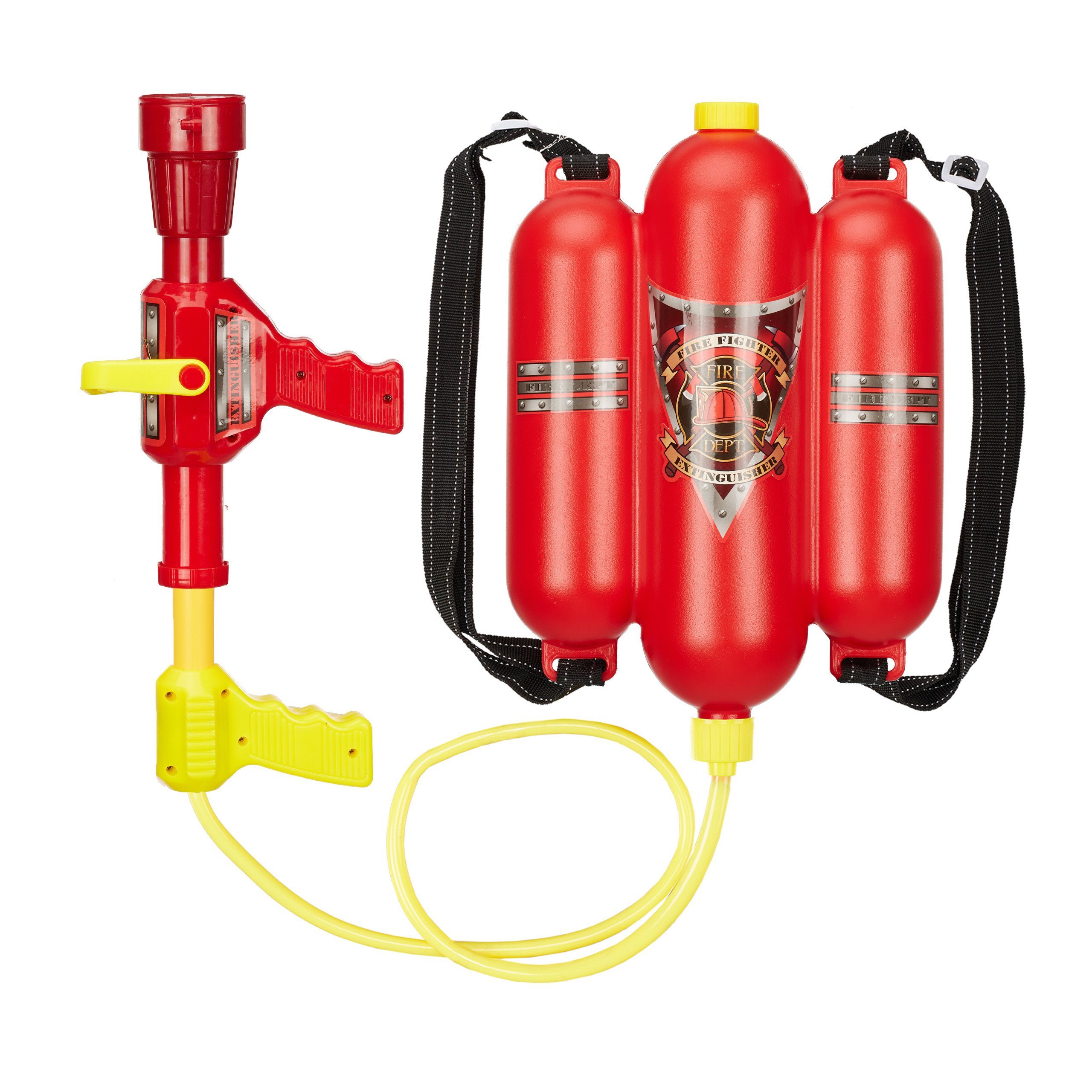 relaxdays Wasserpistole Feuerwehr Wasserspritze Kinder