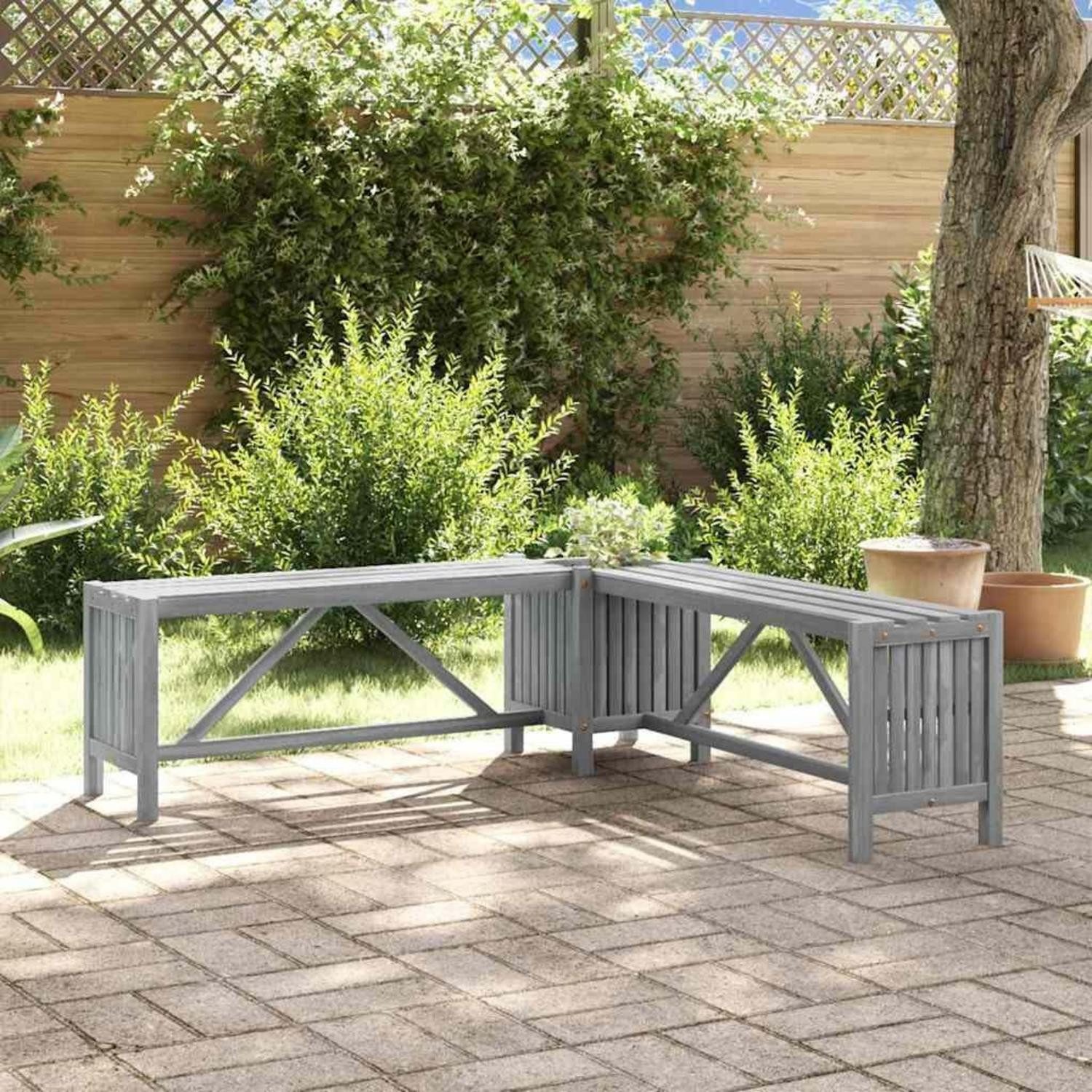 LuxusKollektion Eckbank Garten Eckbank Akazienholz 117cm Grau (1-St)