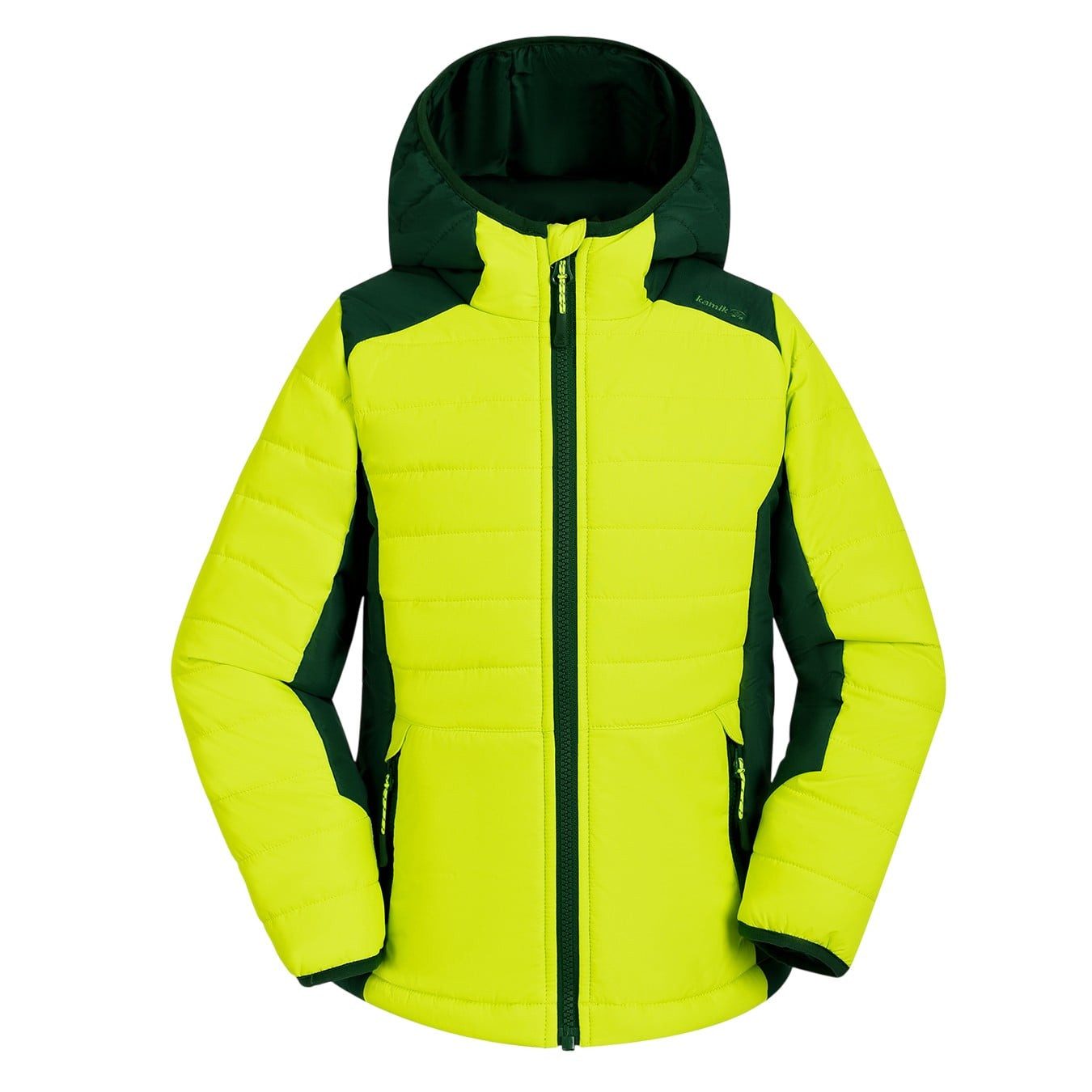 Kamik Allwetterjacke Steppjacke Nell (Ganzjahresjacke, winddicht, reflektierend) gelb/grün