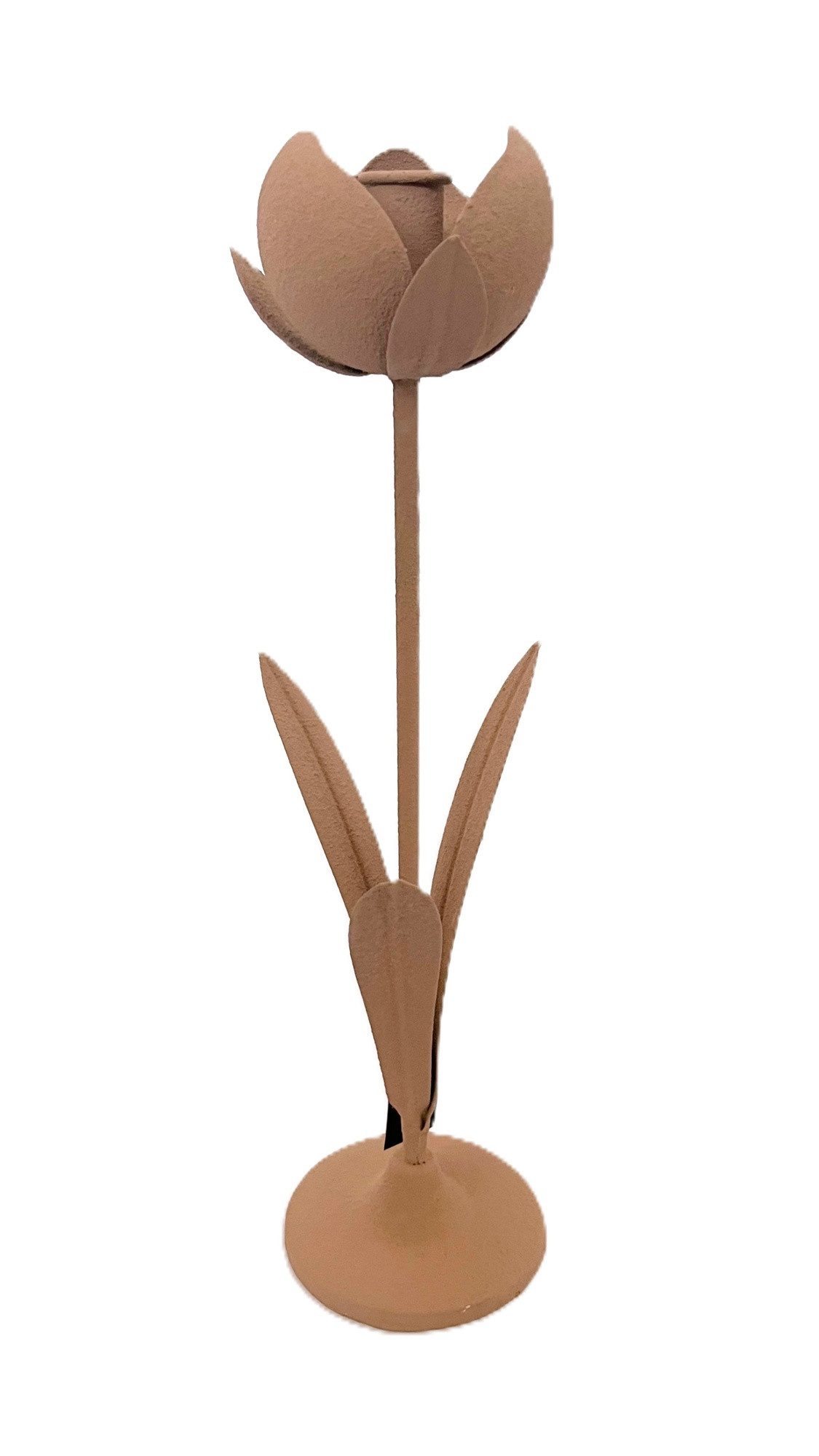 Countryfield Kerzenständer Kerzenständer Rose Blumenform Altrosa Metall Vintage 45 cm, Rosenform