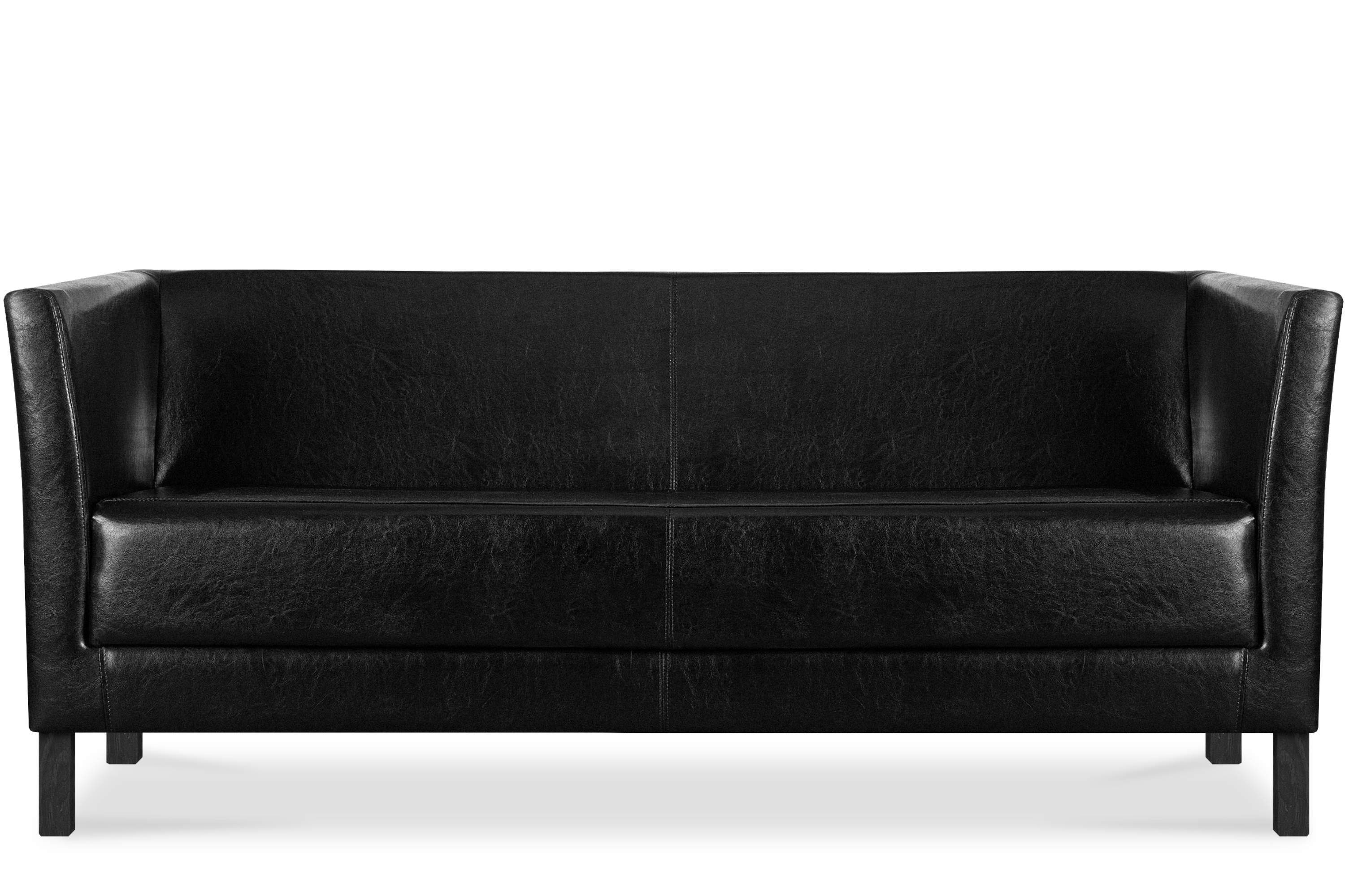 Konsimo Sofa ESPECTO Sofa 3 Sitzer, 1 Teile, weiche Sitzfläche und hohe Rückenlehne, hohe Beine, Kunstleder schwarz | schwarz