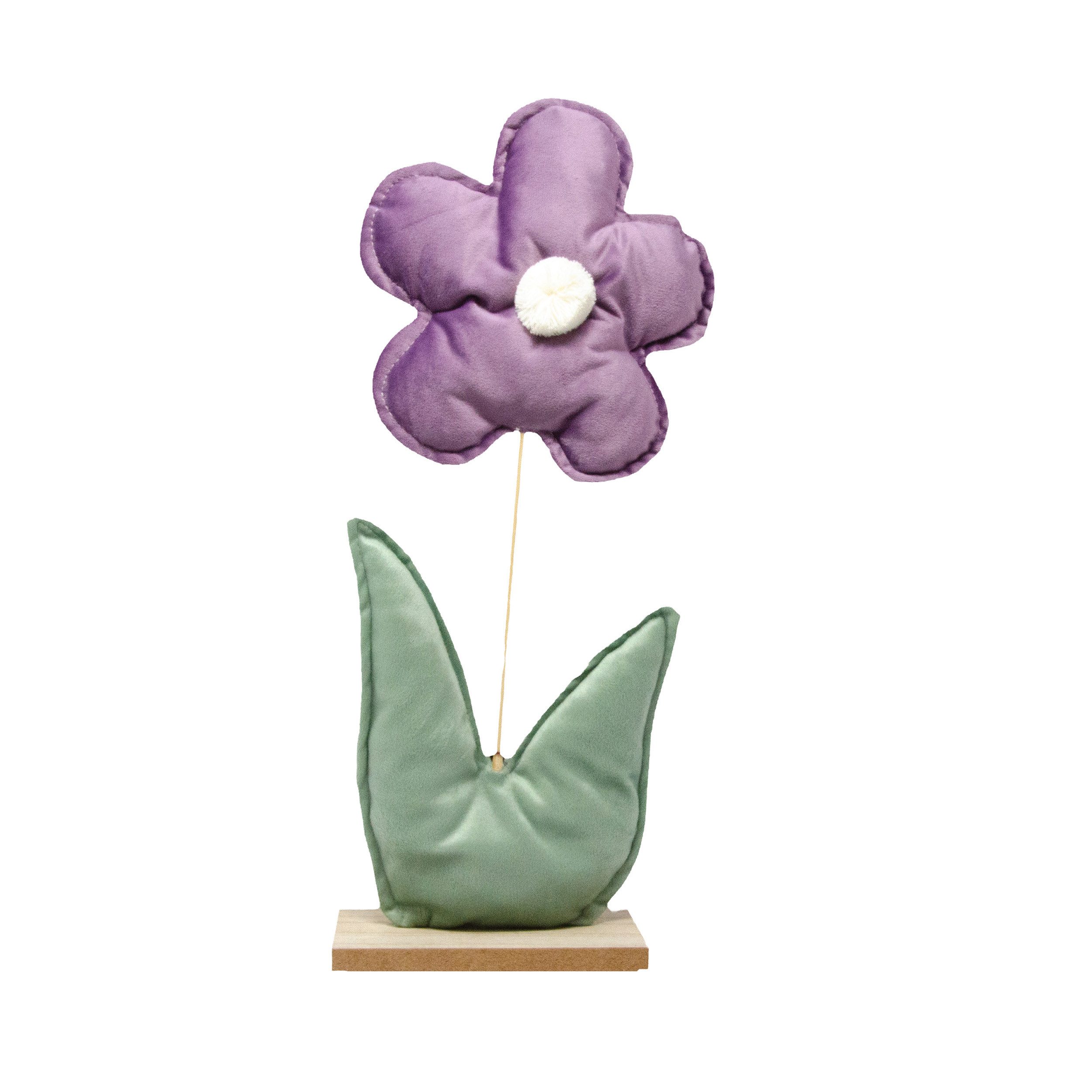 Goldbach Dekofigur Deko Auifsteller Blume aus Samt Violett und Grün 35 x 16 x 8 cm