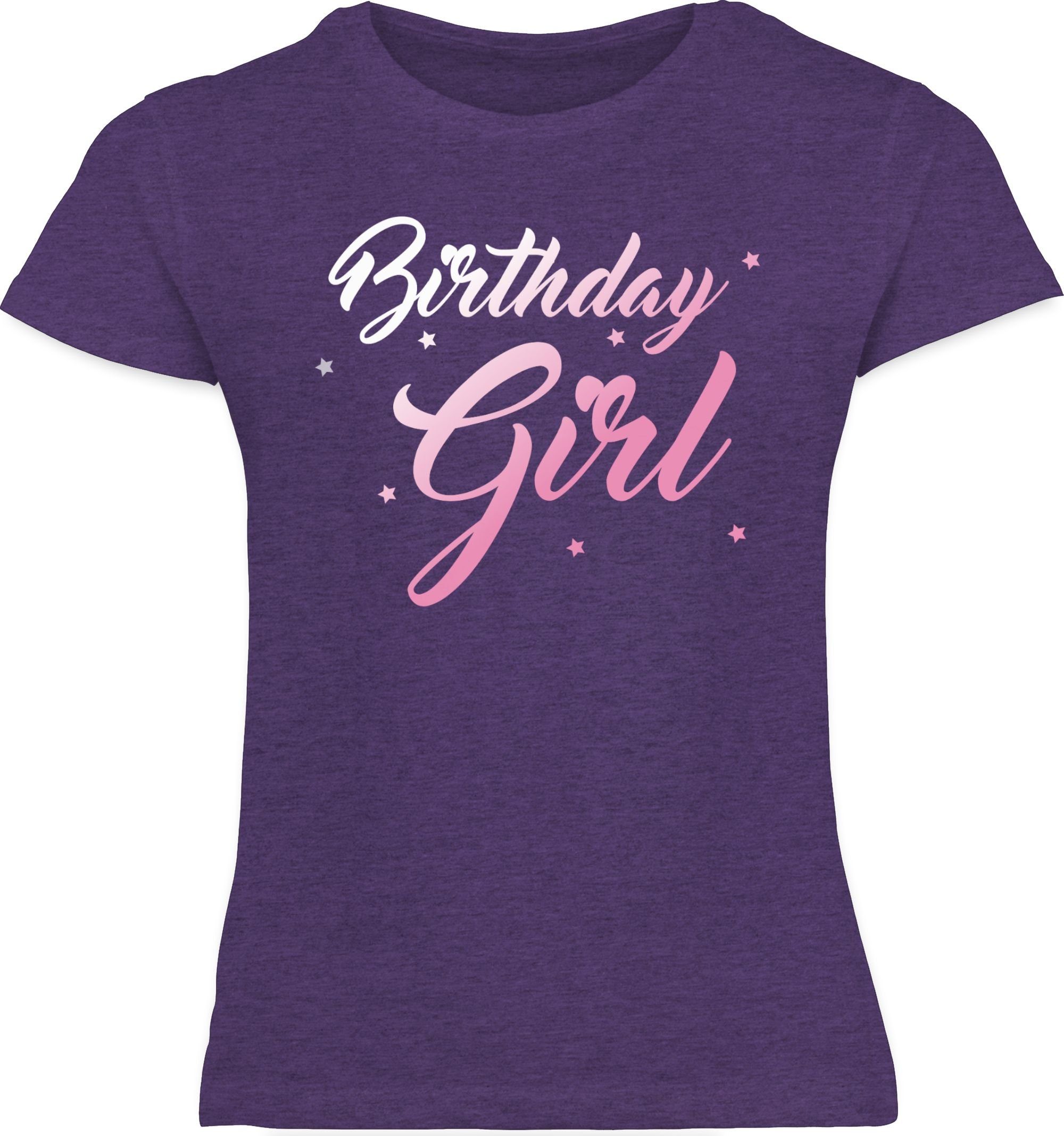 Shirtracer T-Shirt Birthday Kinder Meliert 3 Geschenk Girl Lila Geburtstag