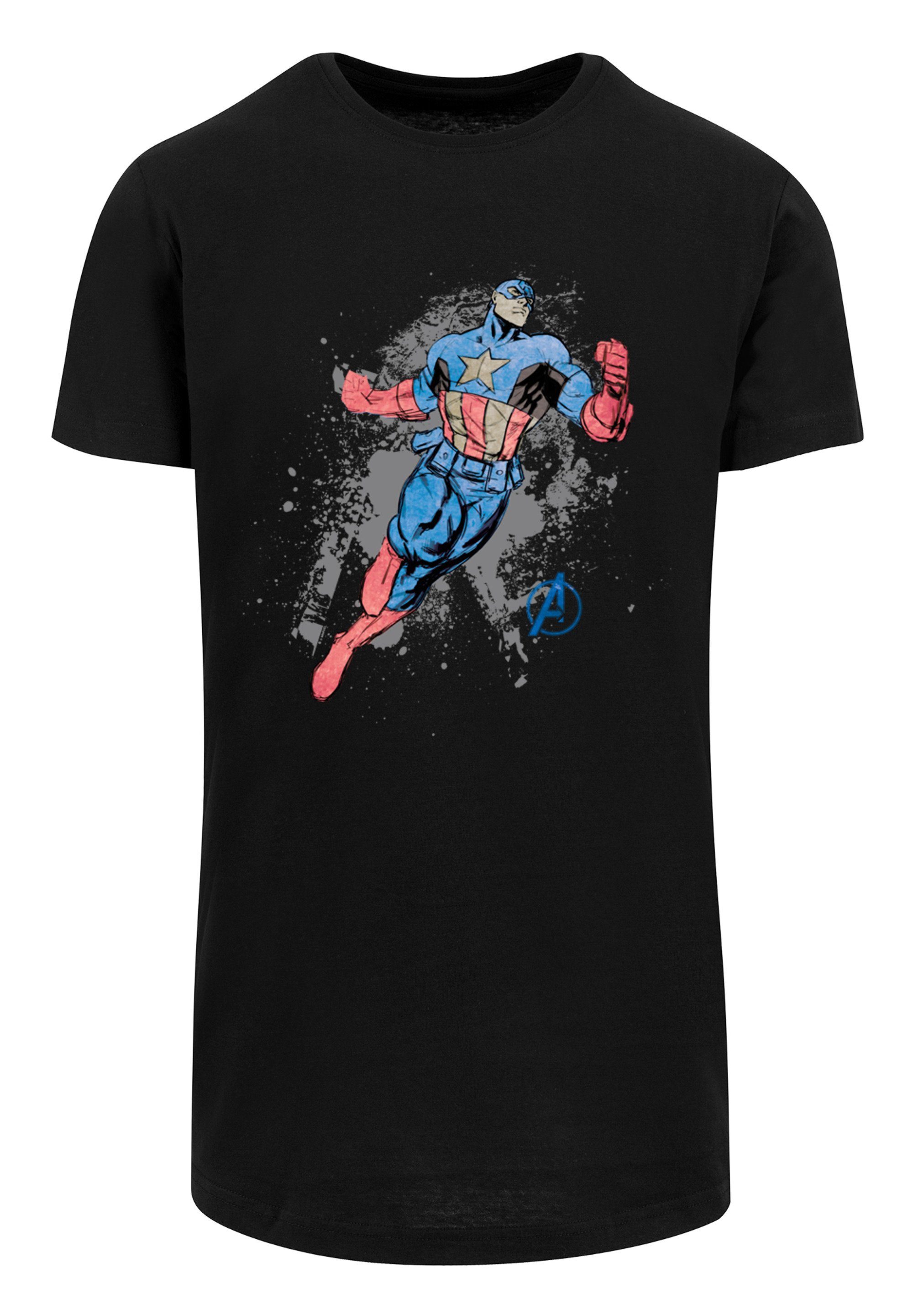 Herren Shirts F4NT4STIC T-Shirt Long Cut T-Shirt 'Marvel Avengers Captain America Splash'