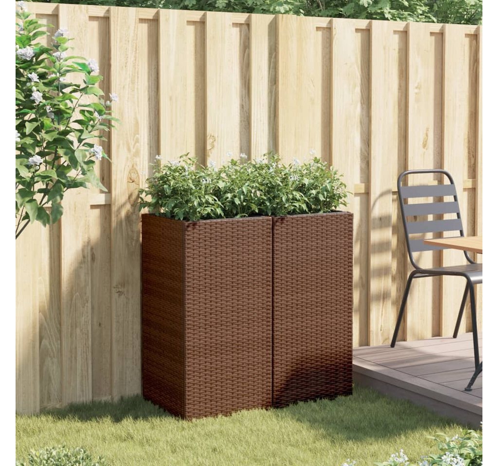 Thumbnail - vidaXL Blumentopf Pflanzkübel 2 Stk. Braun 40x40x80 cm Poly Rattan (2 St)