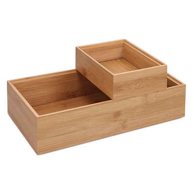 Navaris Aufbewahrungsbox Aufbewahrungsbox aus Bambus 2er Set - 2x Ordnungsbox Holz Box Kiste (1 St)