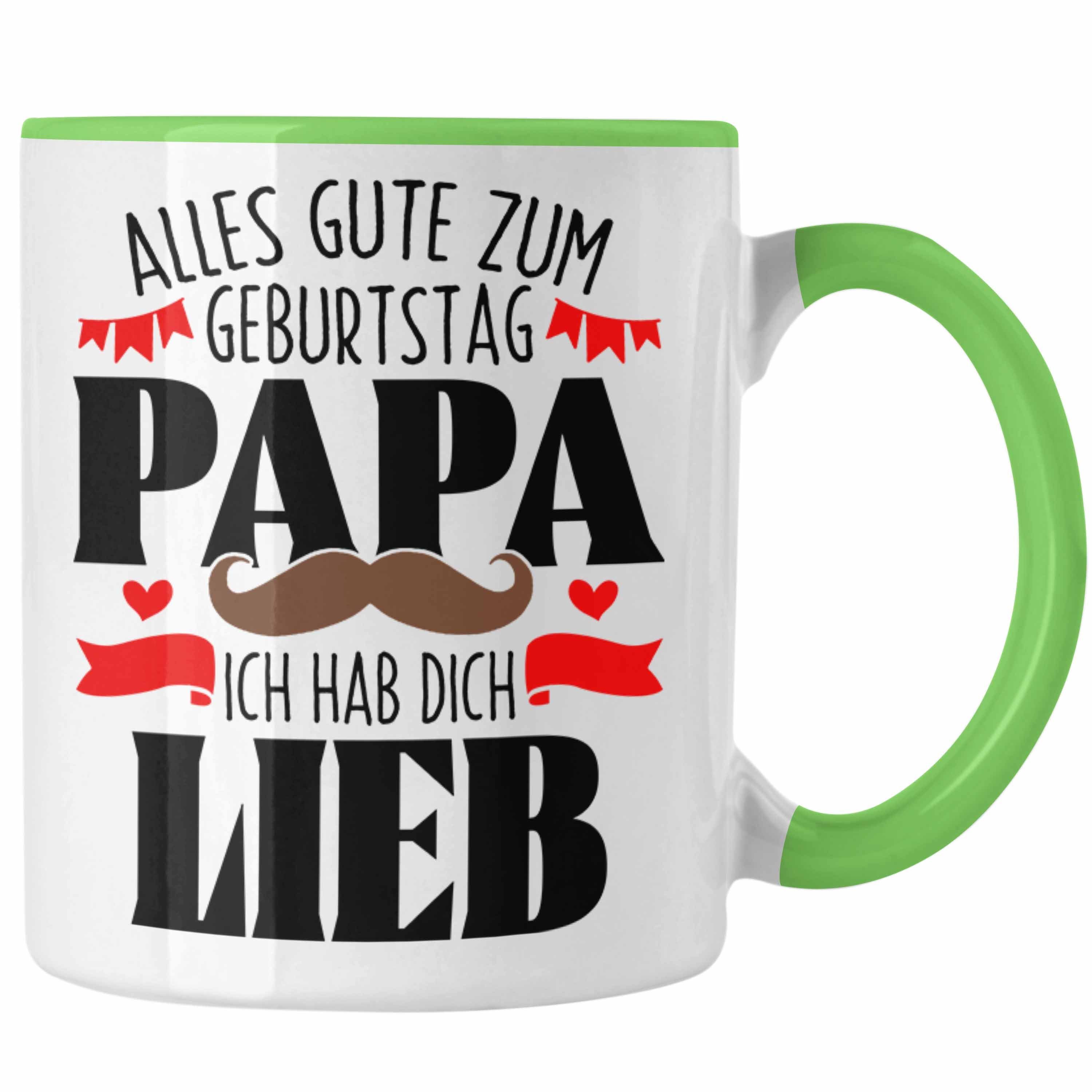 Trendation Tasse Trendation - Papa Geschenk Tasse Geburtstag Ich Hab Dich Lieb Vater Ge Grün