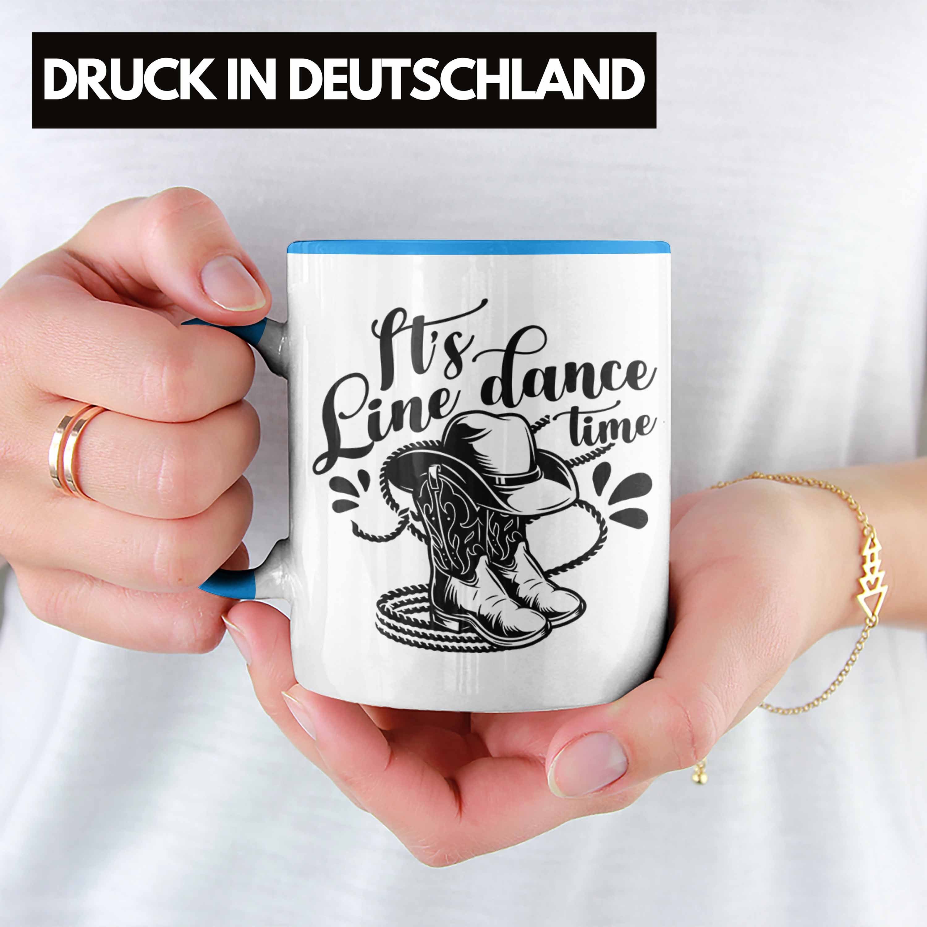 Line Fans Dance Tasse Geschenk Trendation Lustige "It's Dance Time" Blau Tasse Line