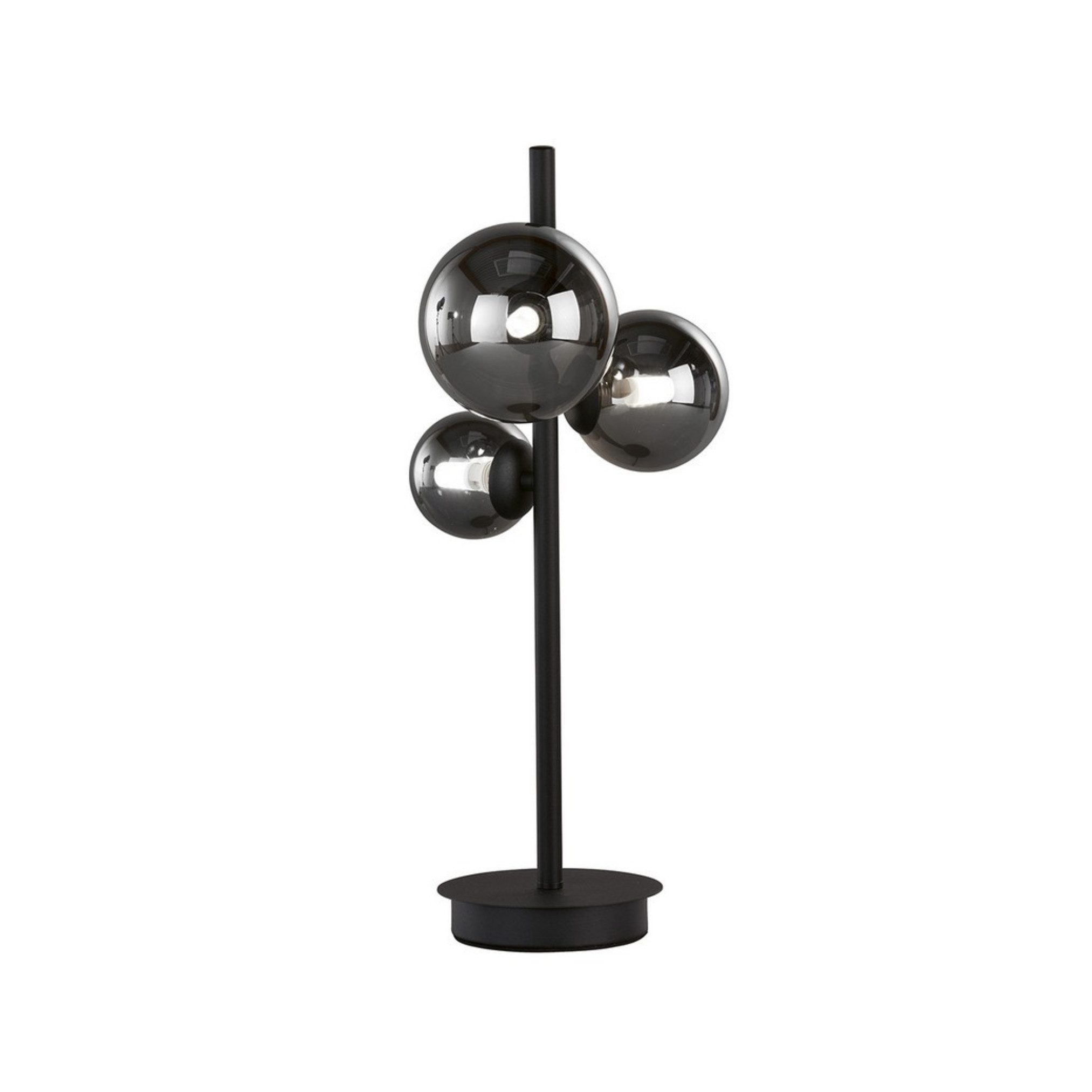 Lichthandel Hoch LED Stehlampe Design Stehleuchte schwarz mit 5 Glaskugeln Moderne Wohnzimmerlampe, LED wechselbar, warm weiß, Rauchglas